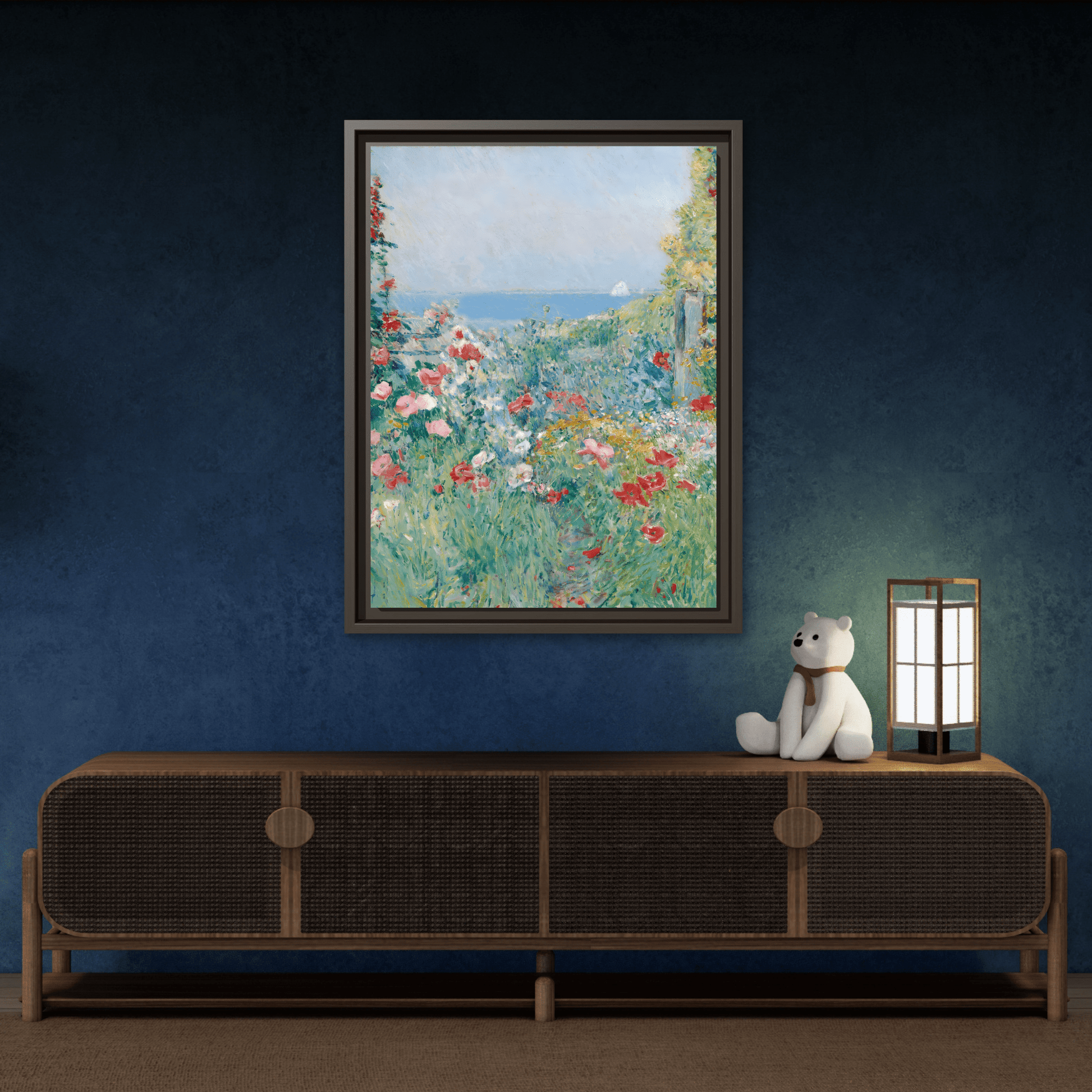Flowers on Canvas Wall Art - Colorful Floral Landscape Print