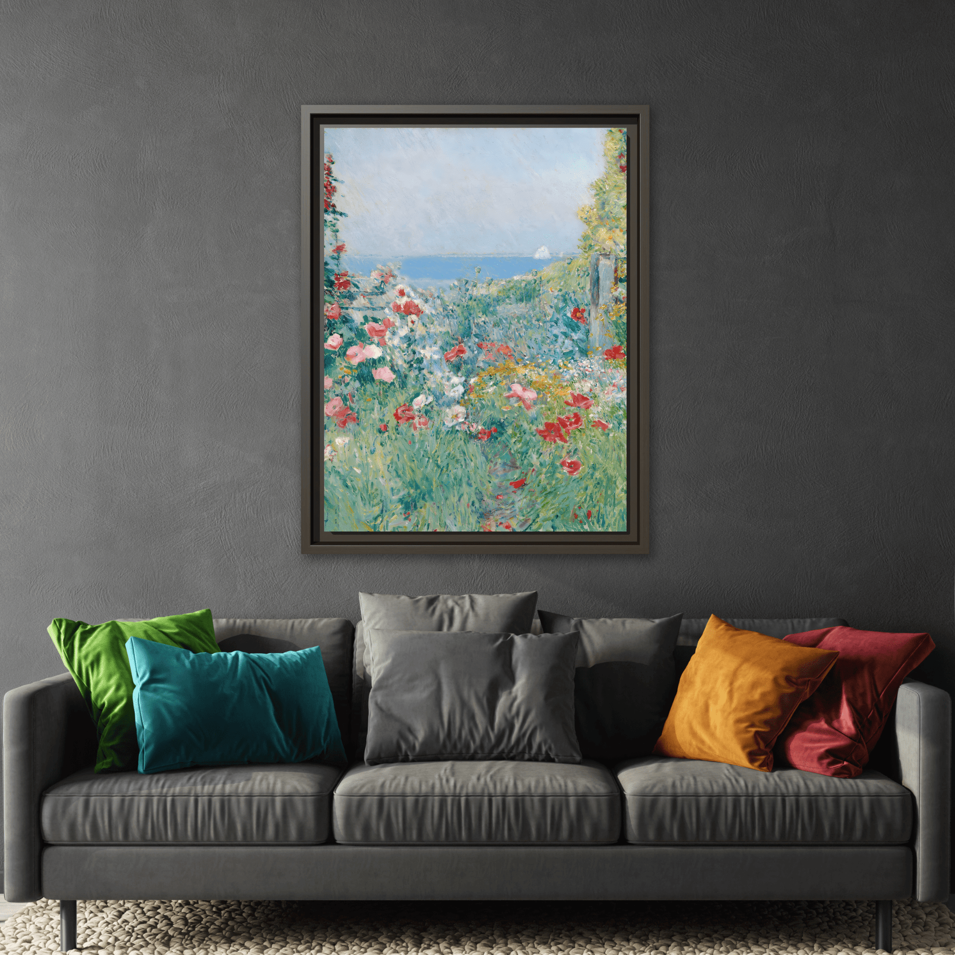 Flowers on Canvas Wall Art - Colorful Floral Landscape Print