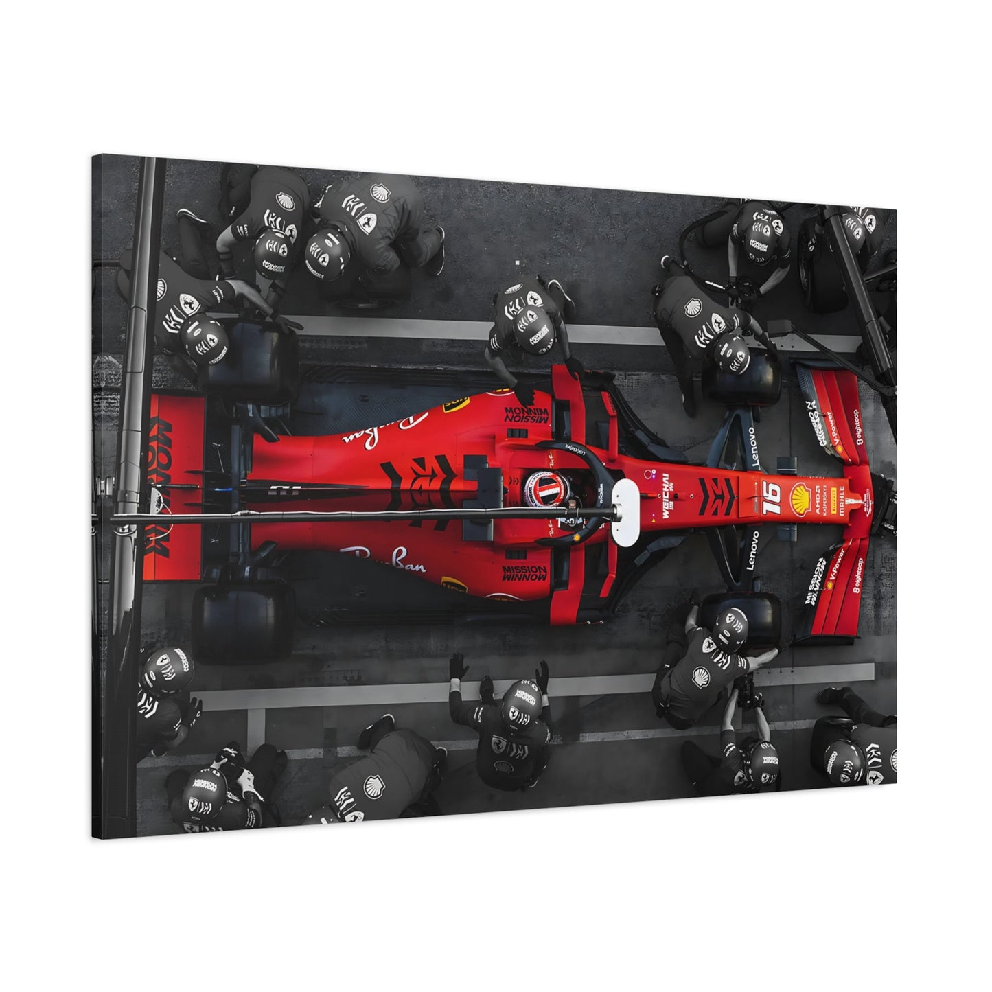Formula 1 Pit Stop Canvas Wall Art Print - Ferrari F1 Leclerc Home Decor