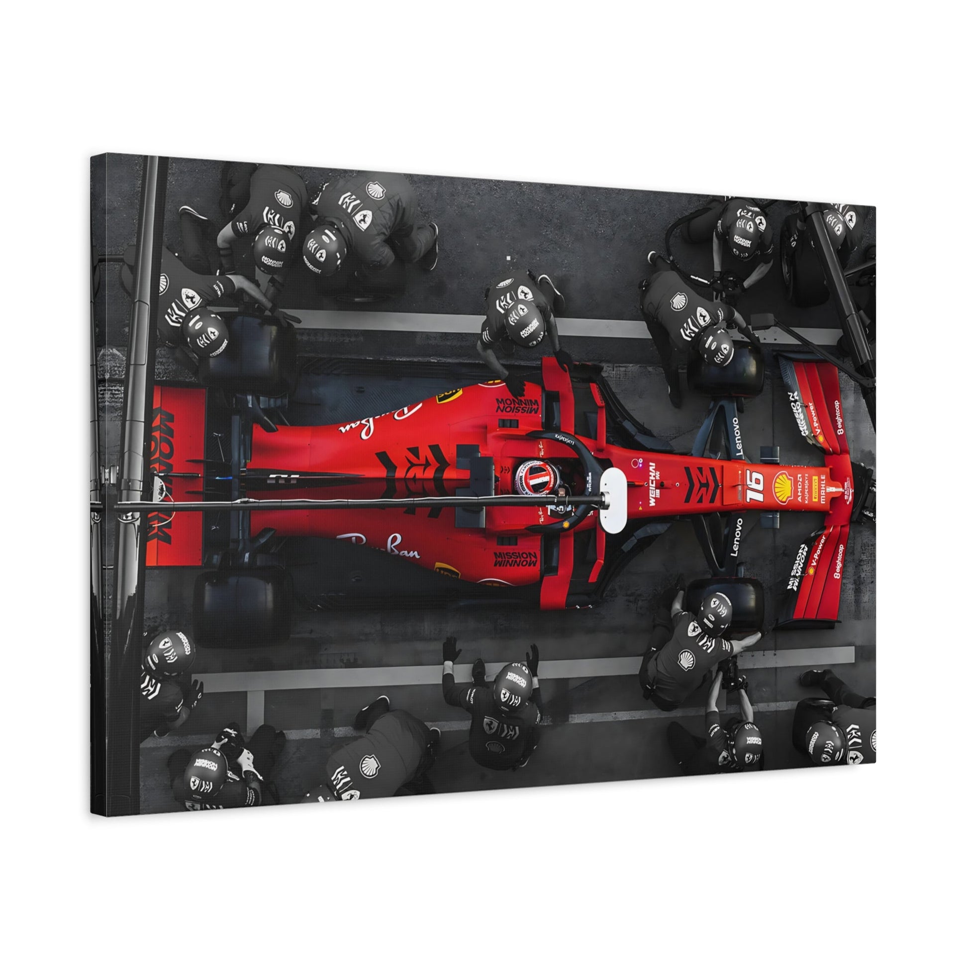 Formula 1 Pit Stop Canvas Wall Art Print - Ferrari F1 Leclerc Home Decor