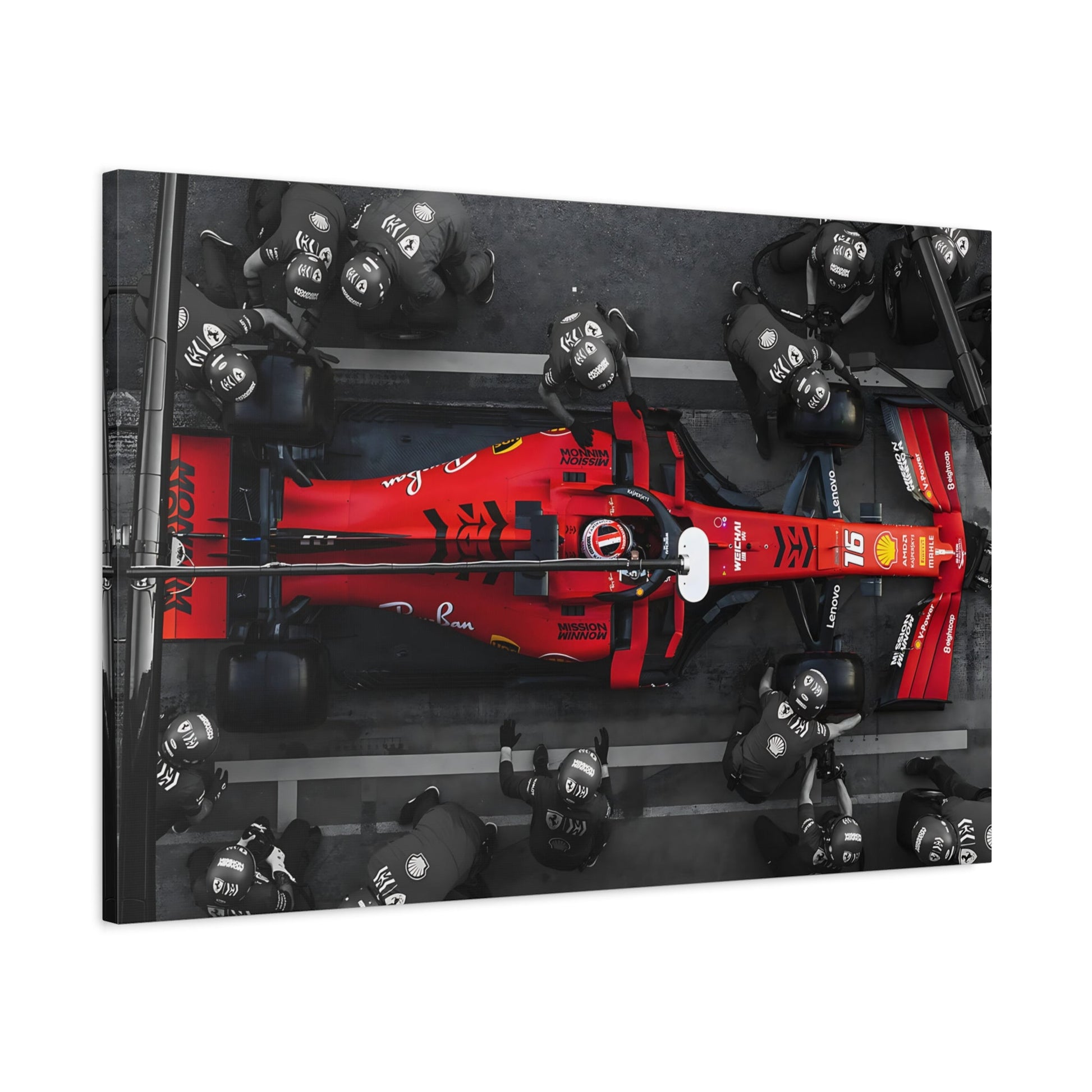 Formula 1 Pit Stop Canvas Wall Art Print - Ferrari F1 Leclerc Home Decor