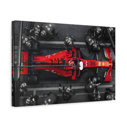 Formula 1 Pit Stop Canvas Wall Art Print - Ferrari F1 Leclerc Home Decor