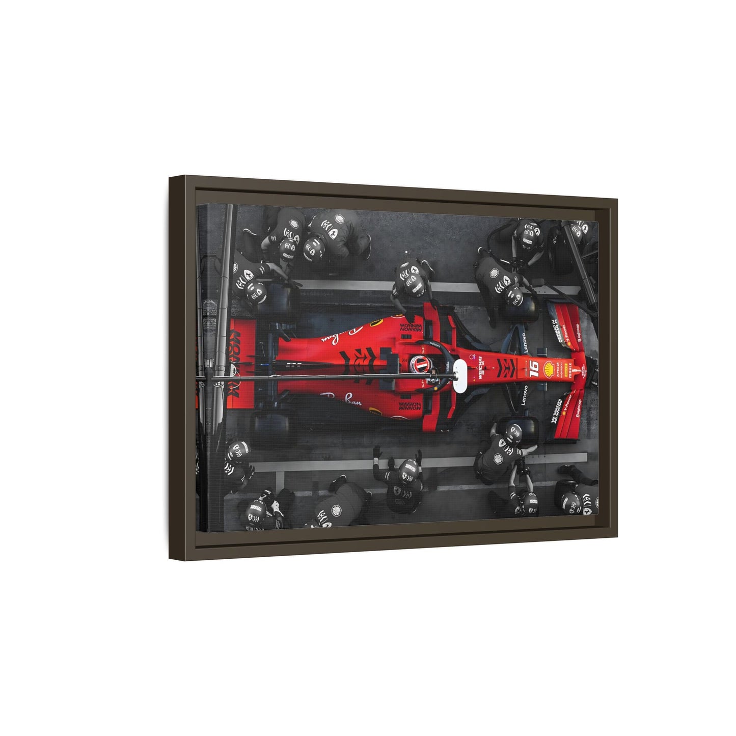Formula 1 Pit Stop Canvas Wall Art Print - Ferrari F1 Leclerc in Exclusive Frame