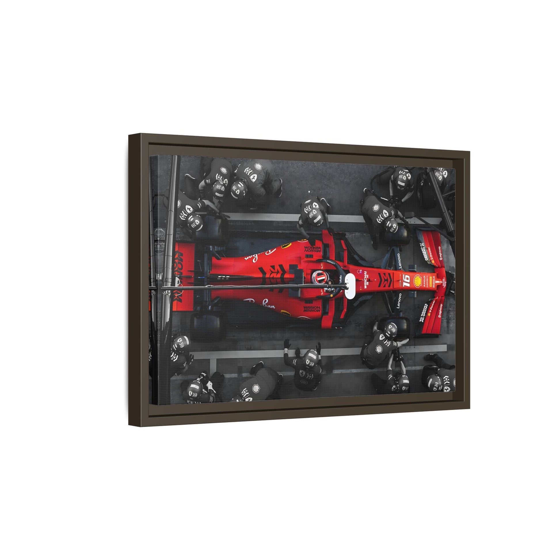 Formula 1 Pit Stop Canvas Wall Art Print - Ferrari F1 Leclerc in Exclusive Frame