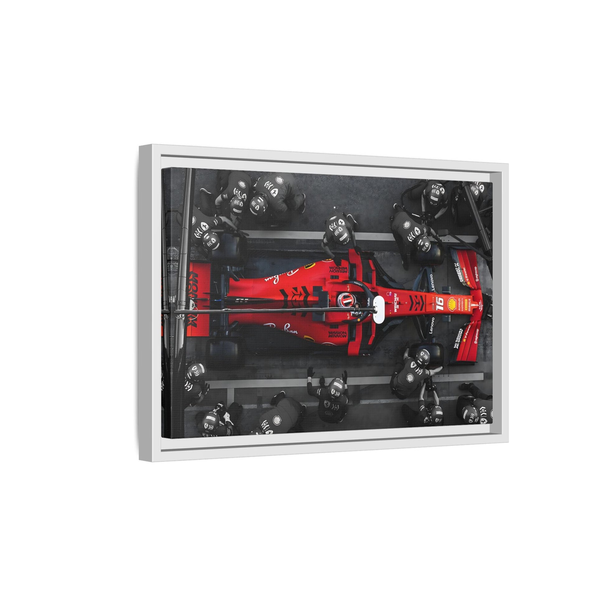 Formula 1 Pit Stop Canvas Wall Art Print - Ferrari F1 Leclerc in Exclusive Frame