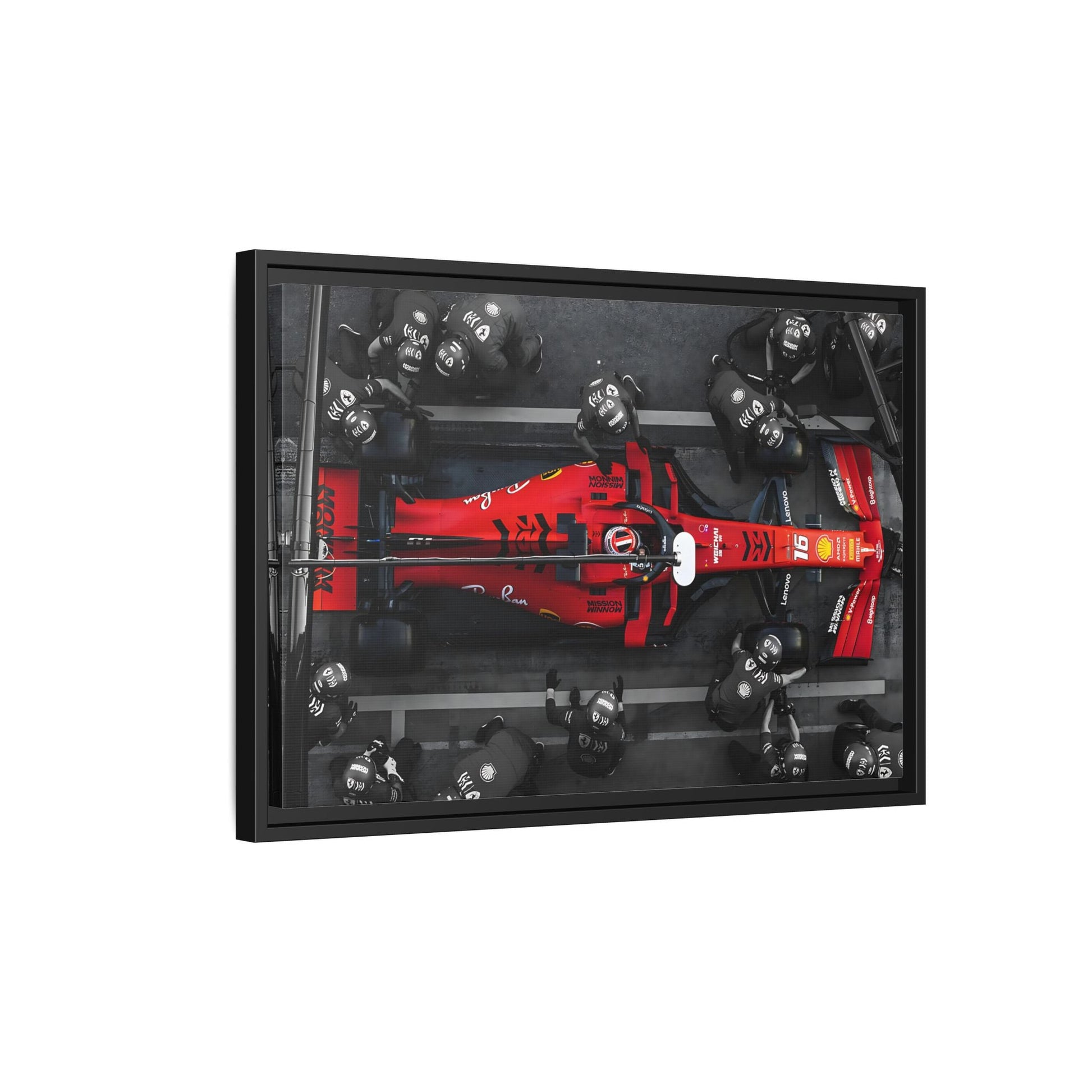 Formula 1 Pit Stop Canvas Wall Art Print - Ferrari F1 Leclerc in Exclusive Frame