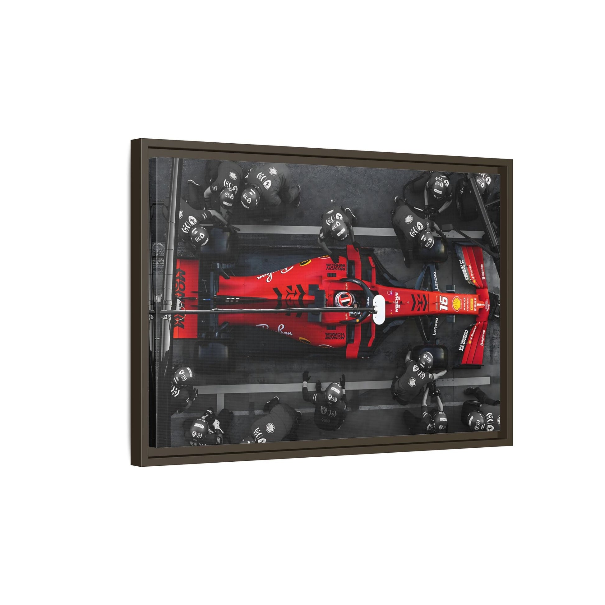 Formula 1 Pit Stop Canvas Wall Art Print - Ferrari F1 Leclerc in Exclusive Frame