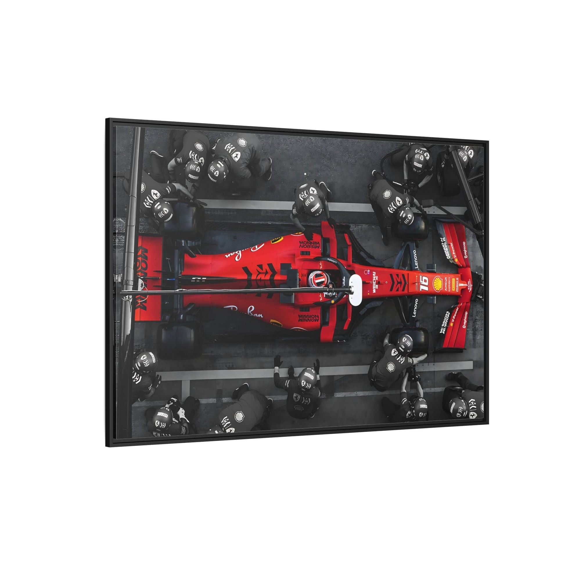 Formula 1 Pit Stop Canvas Wall Art Print - Ferrari F1 Leclerc in Exclusive Frame