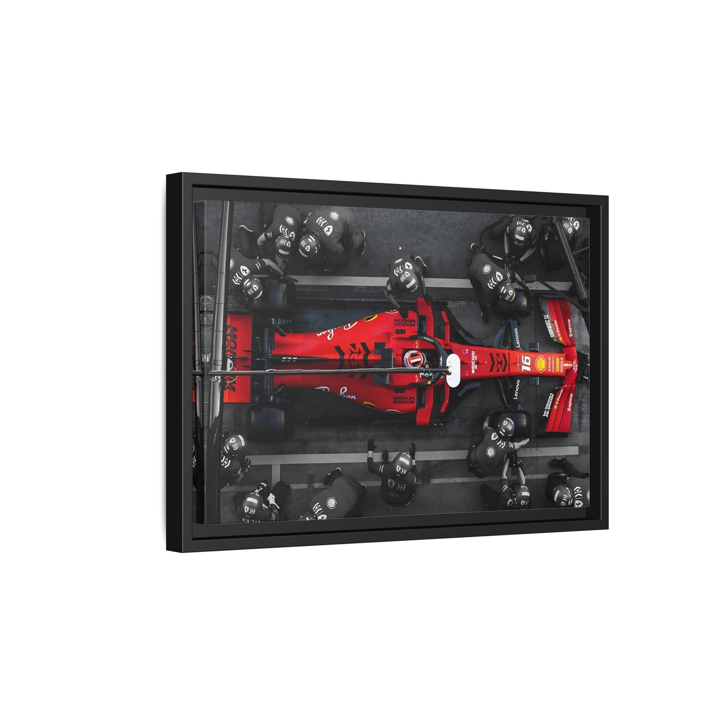 Formula 1 Pit Stop Canvas Wall Art Print - Ferrari F1 Leclerc in Exclusive Frame