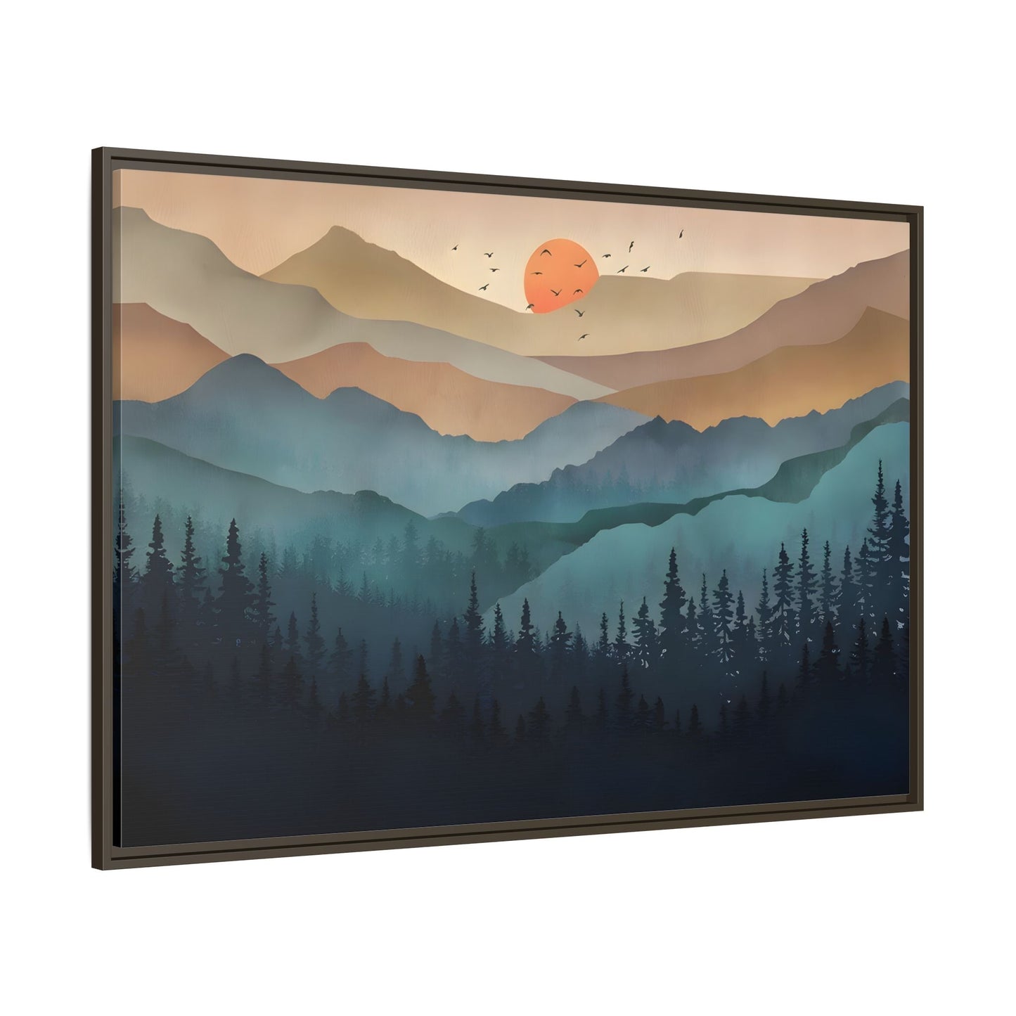 Framed Abstract Mountain Nature Boho Canvas Wall Art Print