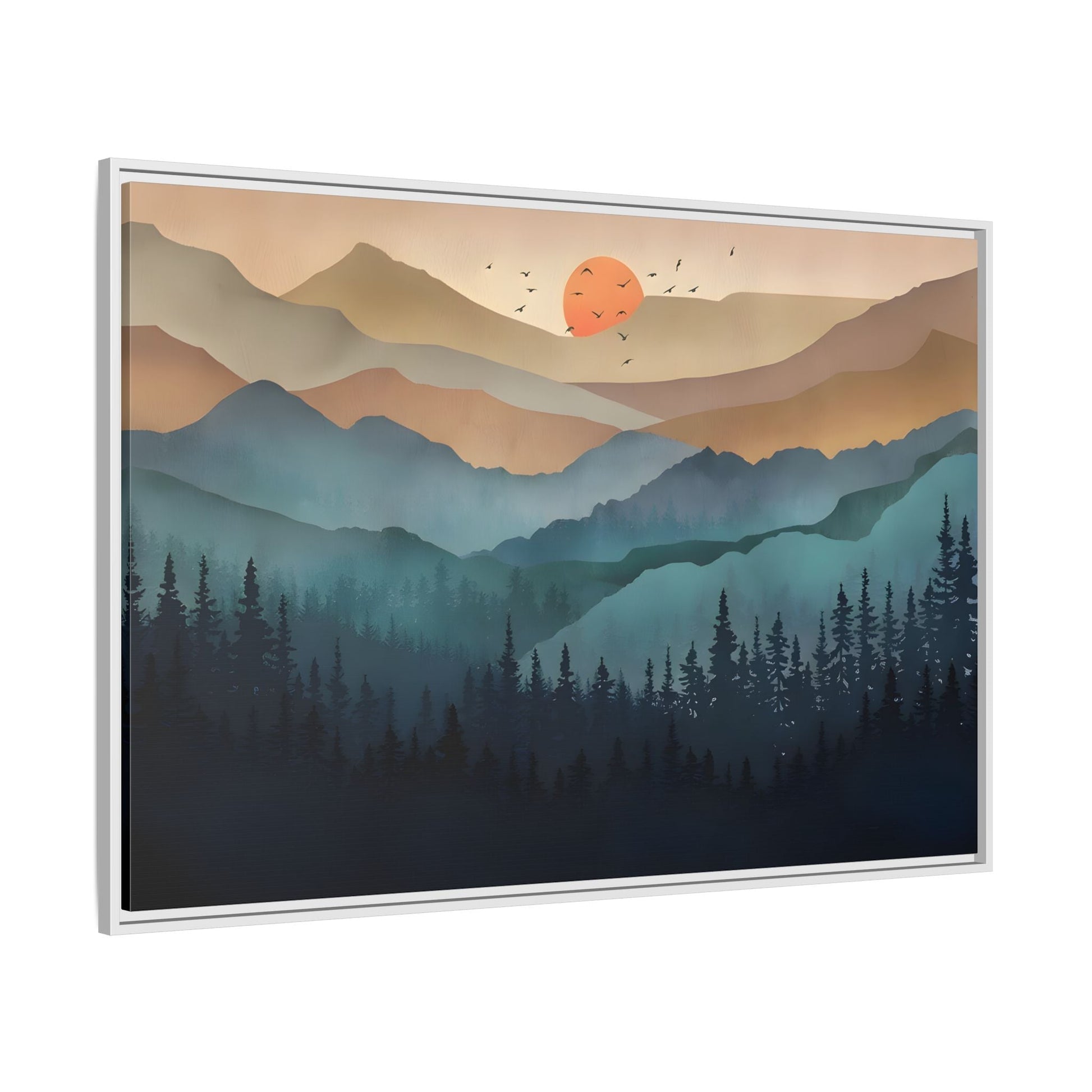 Framed Abstract Mountain Nature Boho Canvas Wall Art Print