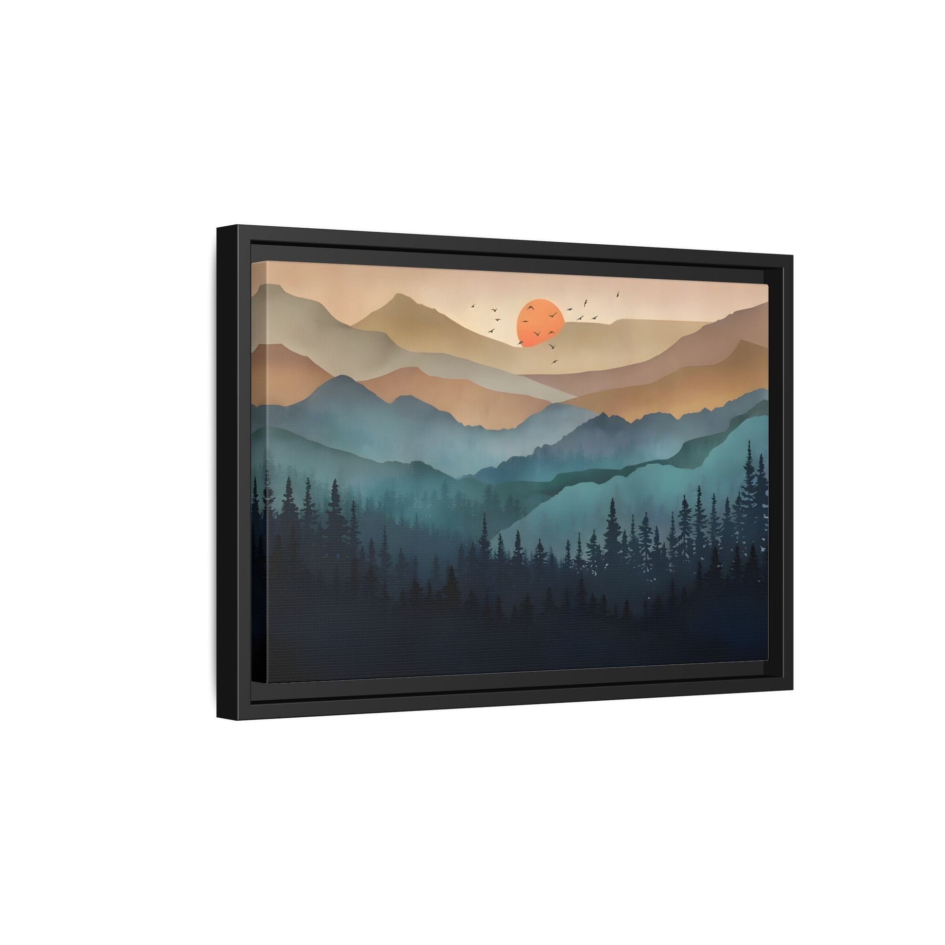 Framed Abstract Mountain Nature Boho Canvas Wall Art Print