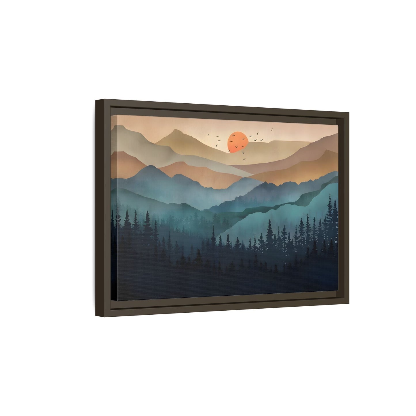 Framed Abstract Mountain Nature Boho Canvas Wall Art Print