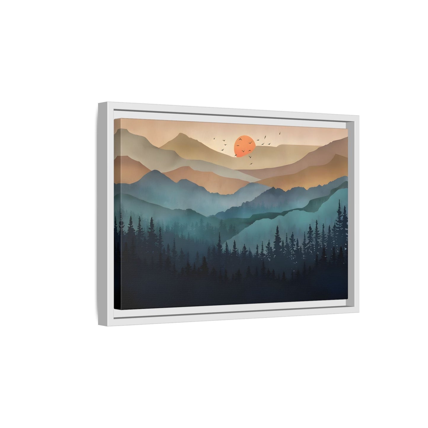 Framed Abstract Mountain Nature Boho Canvas Wall Art Print