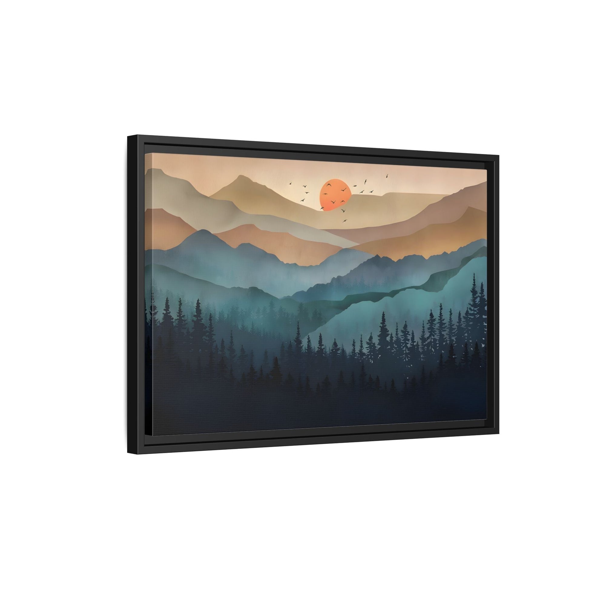 Framed Abstract Mountain Nature Boho Canvas Wall Art Print