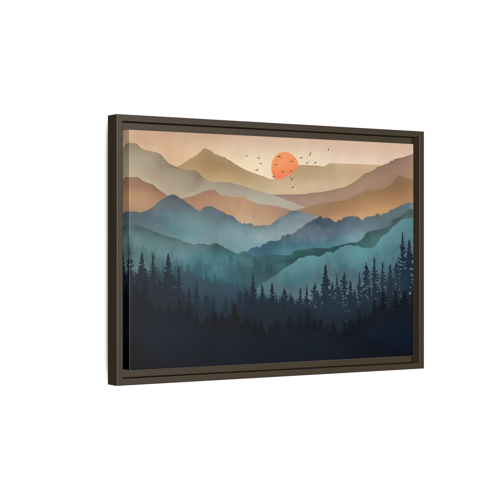 Framed Abstract Mountain Nature Boho Canvas Wall Art Print