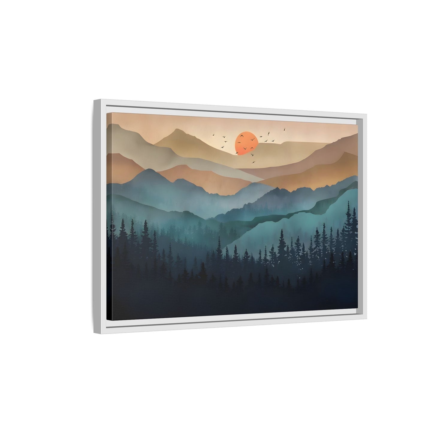 Framed Abstract Mountain Nature Boho Canvas Wall Art Print