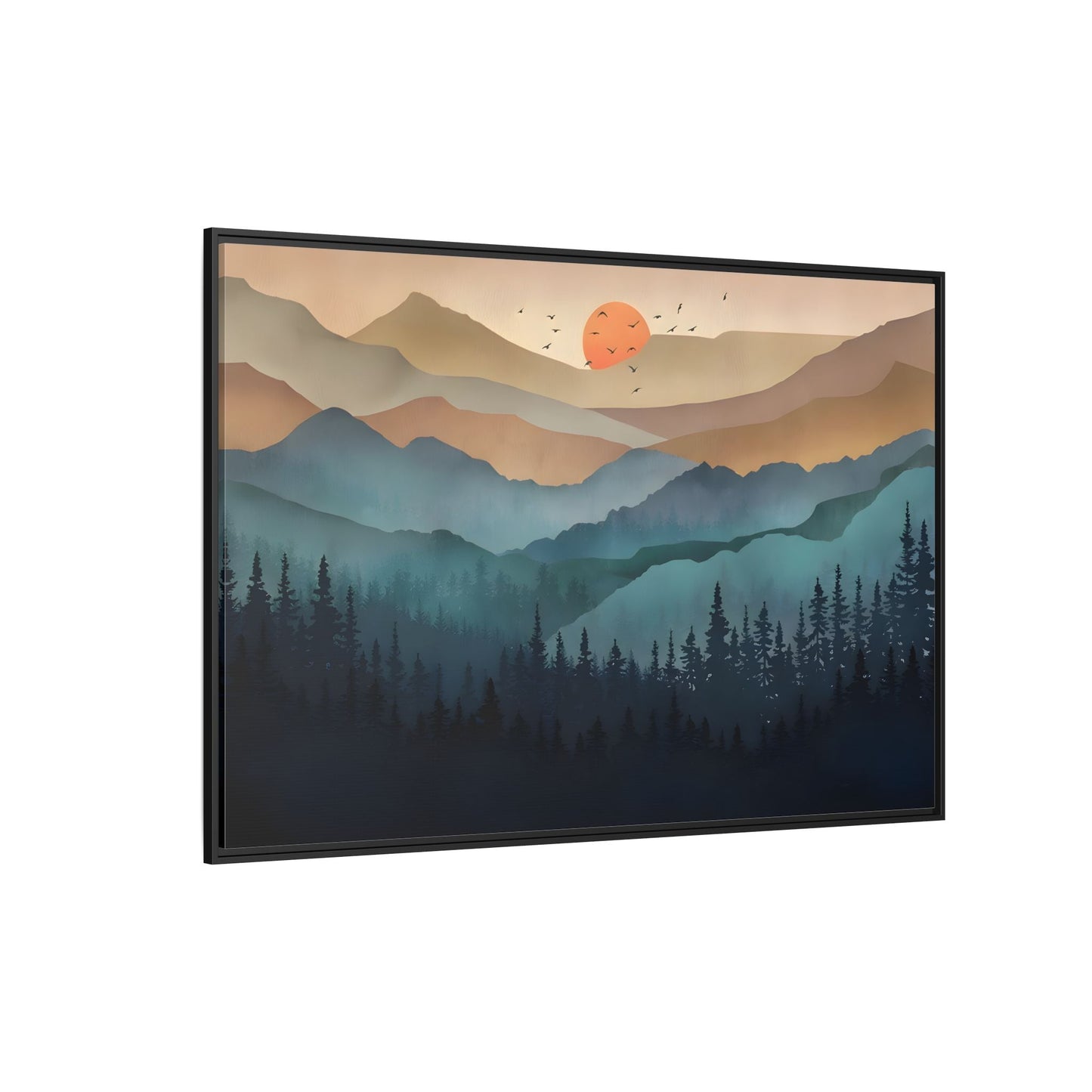 Framed Abstract Mountain Nature Boho Canvas Wall Art Print