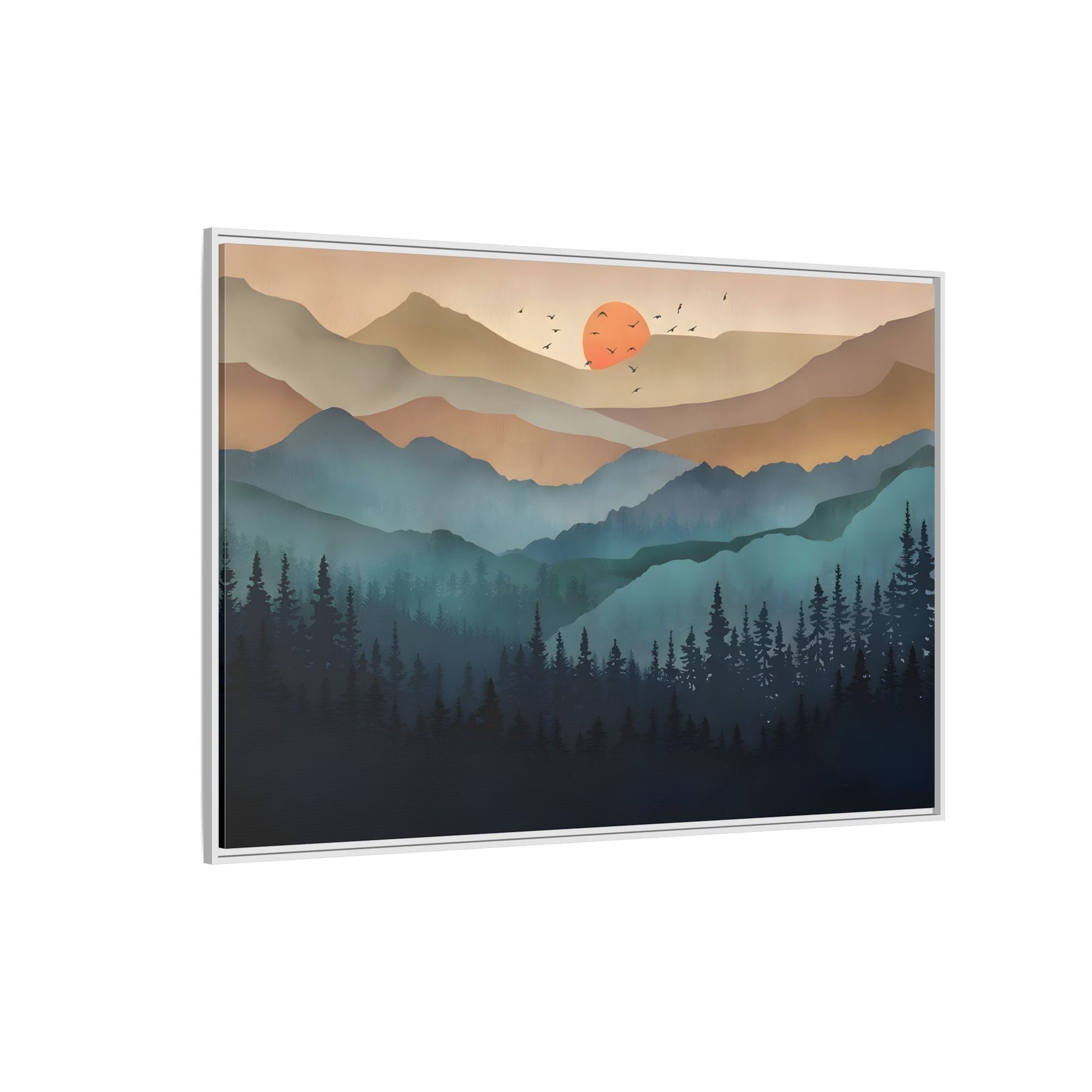 Framed Abstract Mountain Nature Boho Canvas Wall Art Print