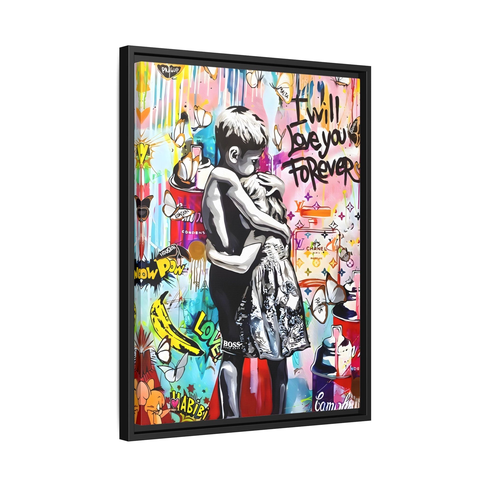 Framed Banksy Canvas Wall Pop Art Love Graffiti Street Prints