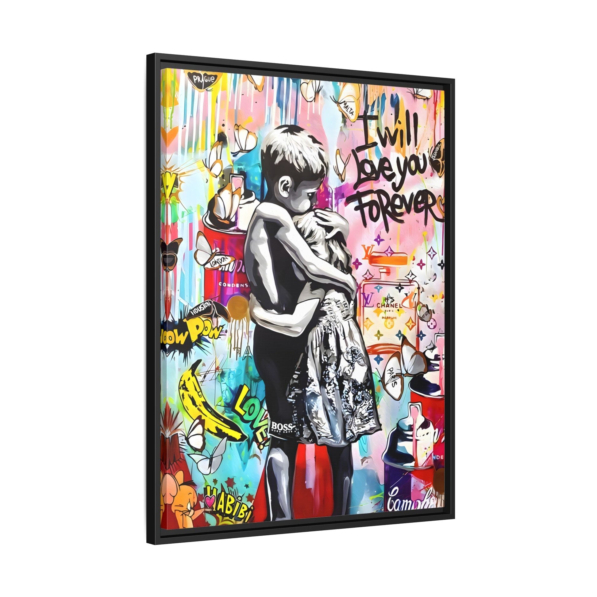 Framed Banksy Canvas Wall Pop Art Love Graffiti Street Prints