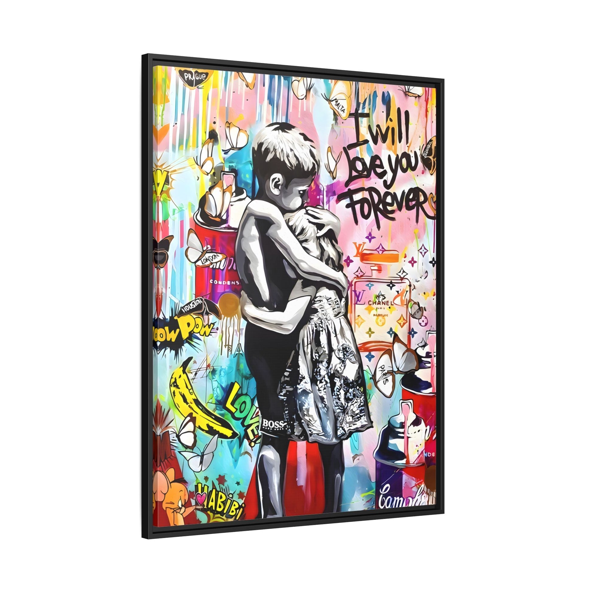 Framed Banksy Canvas Wall Pop Art Love Graffiti Street Prints