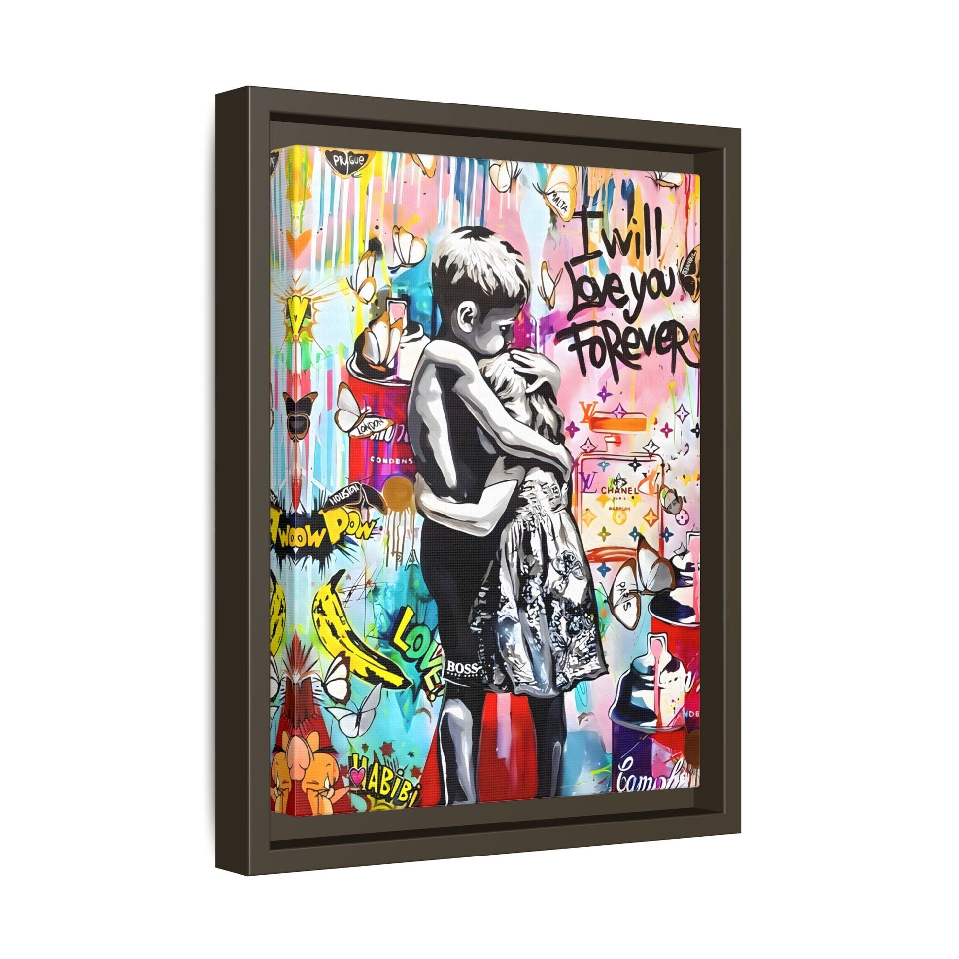 Framed Banksy Canvas Wall Pop Art Love Graffiti Street Prints