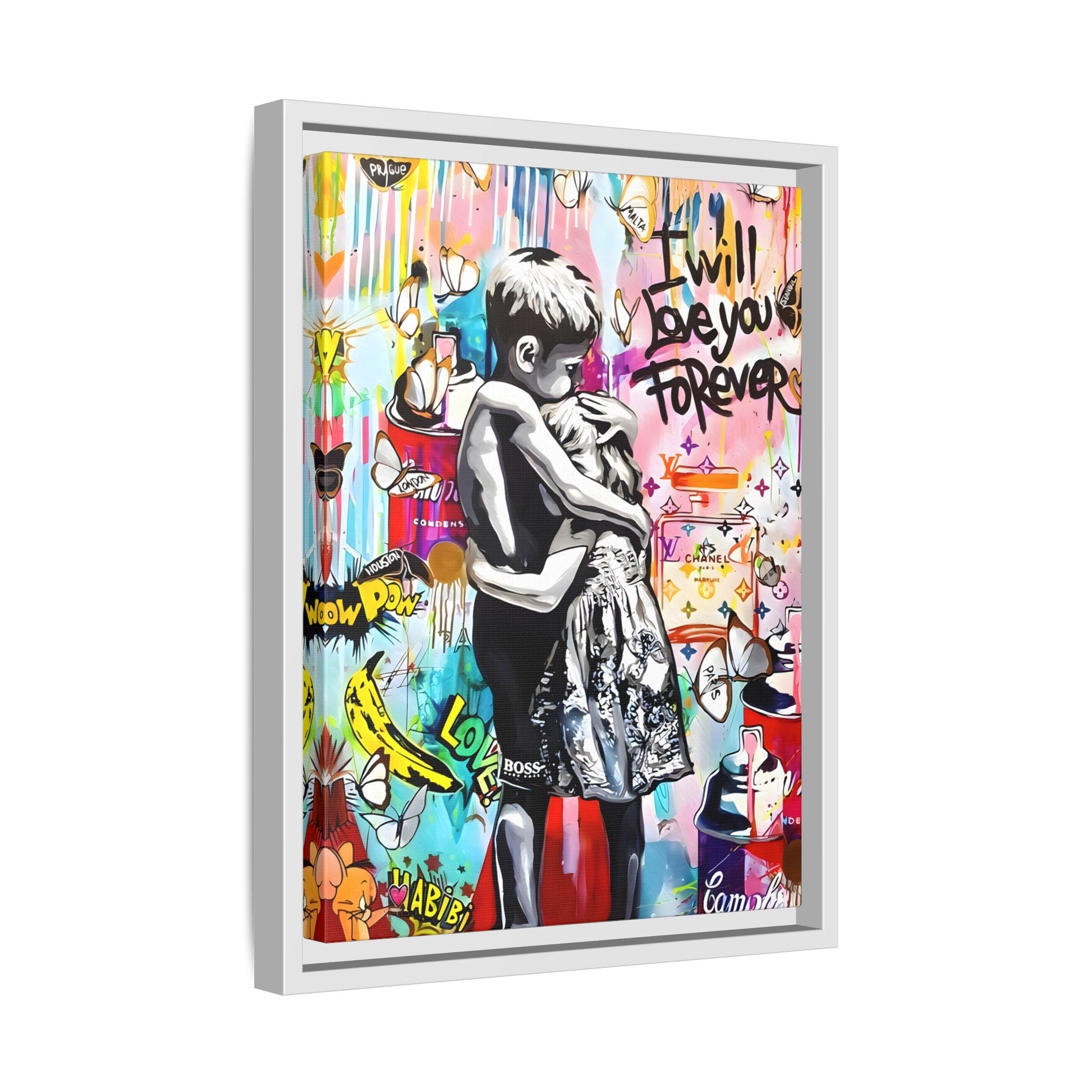 Framed Banksy Canvas Wall Pop Art Love Graffiti Street Prints