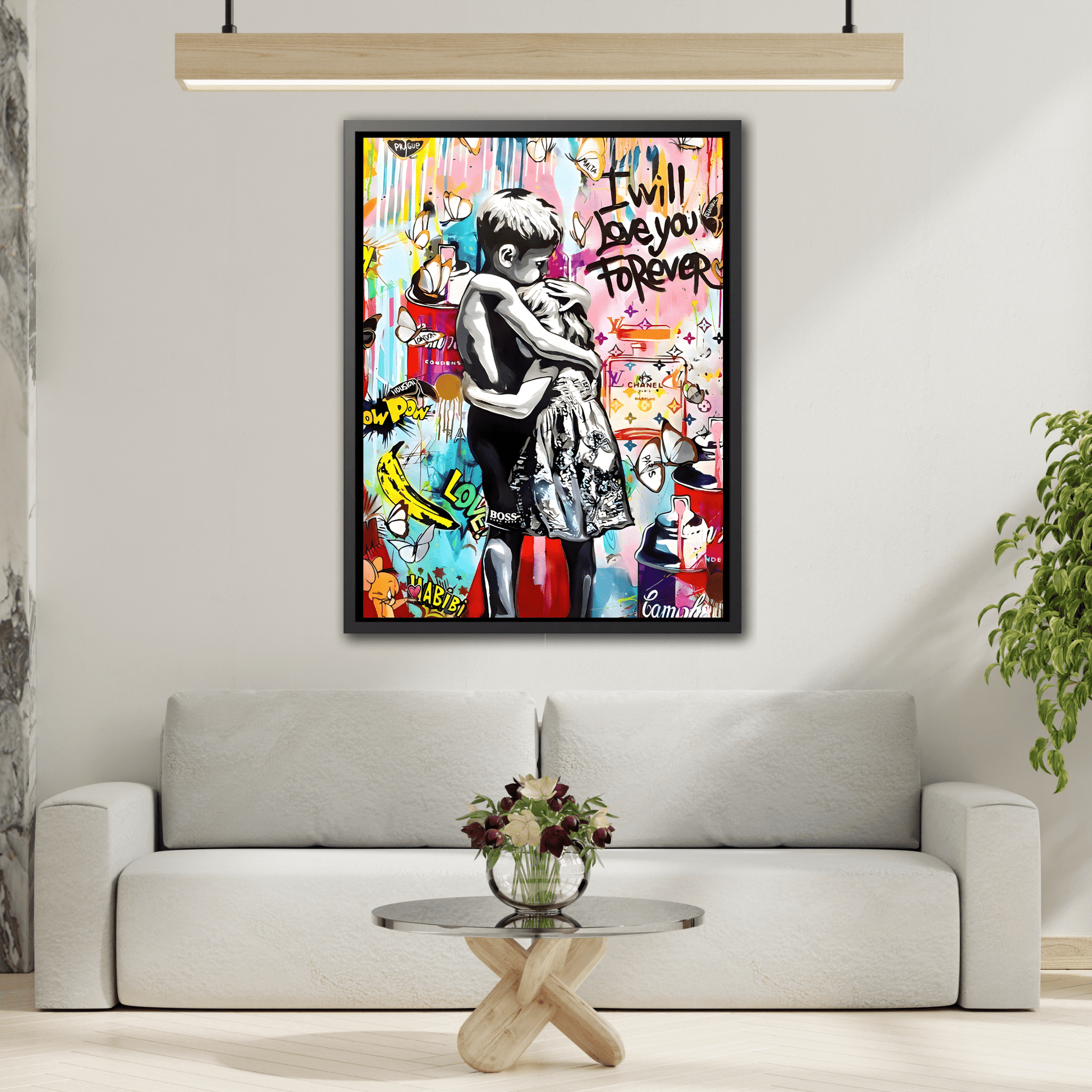 Framed Banksy Canvas Wall Pop Art Love Graffiti Street Prints