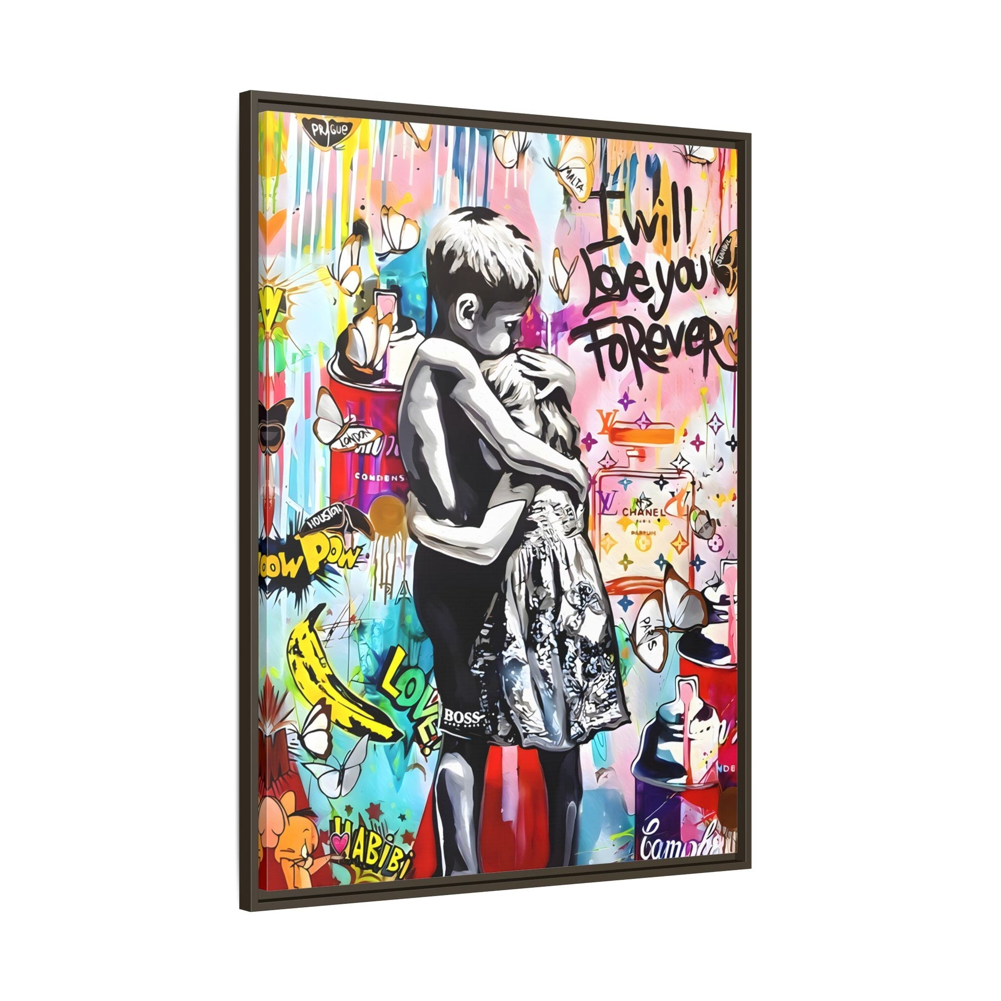 Framed Banksy Canvas Wall Pop Art Love Graffiti Street Prints