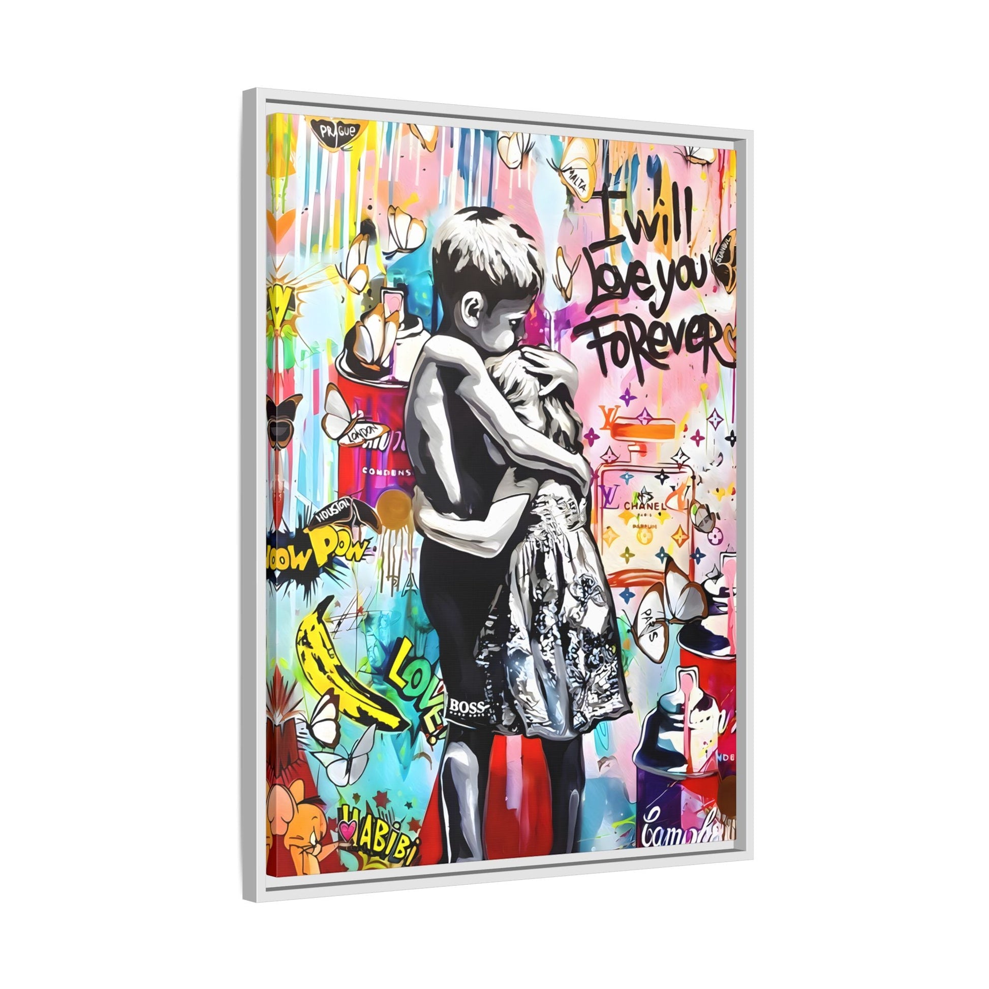 Framed Banksy Canvas Wall Pop Art Love Graffiti Street Prints