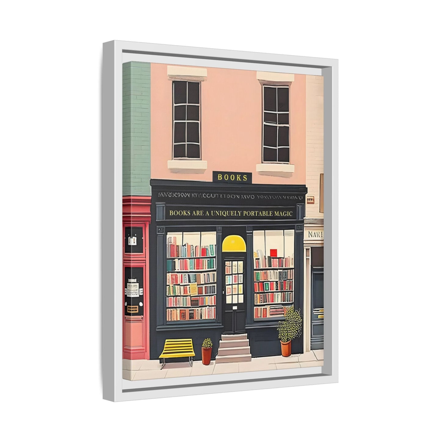 Framed Bookstore Canvas Art - Bookshop Reading Library Decor