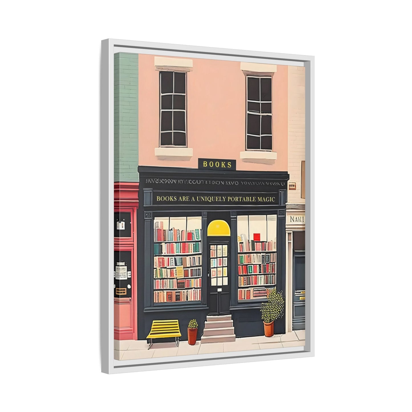 Framed Bookstore Canvas Art - Bookshop Reading Library Decor
