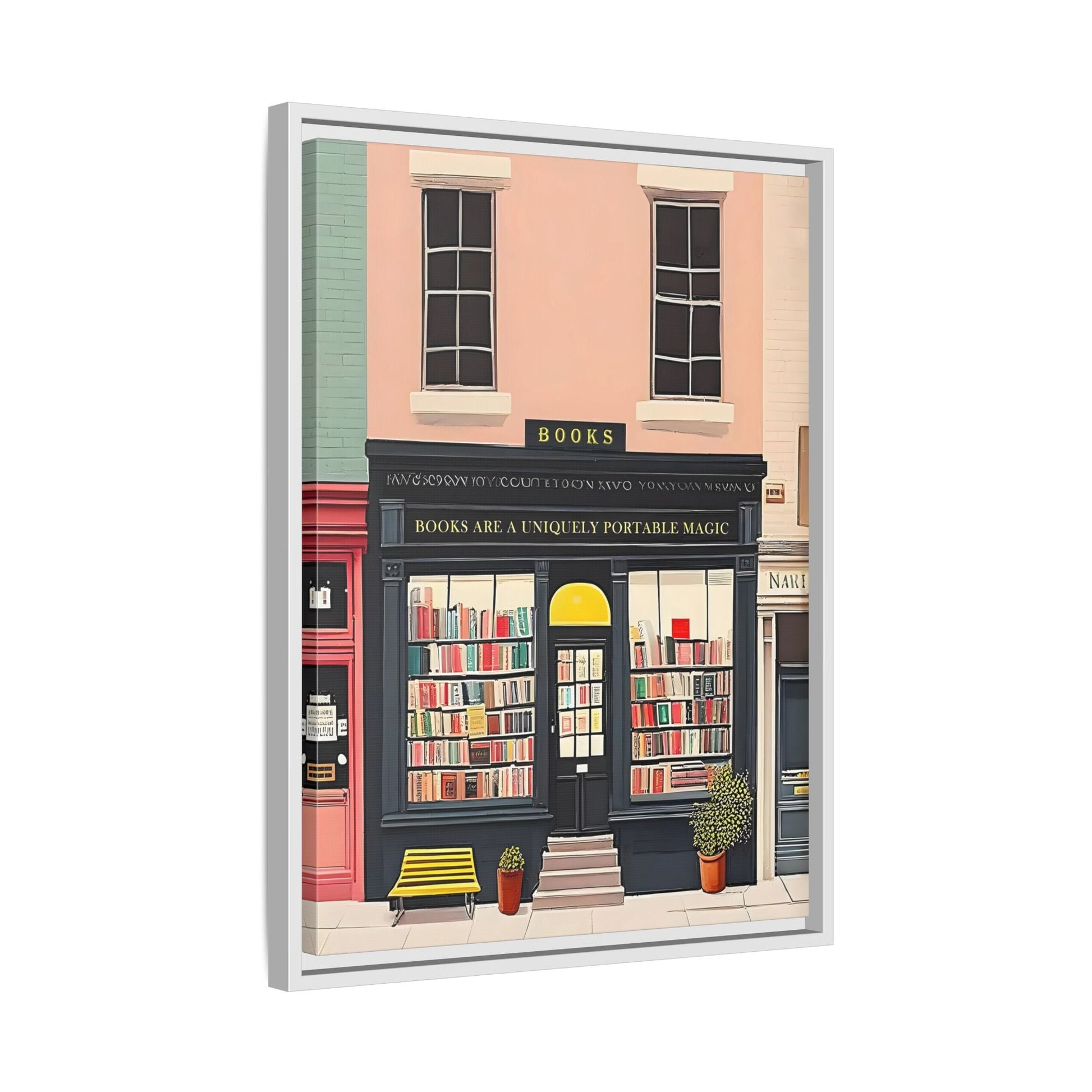 Framed Bookstore Canvas Art - Bookshop Reading Library Decor