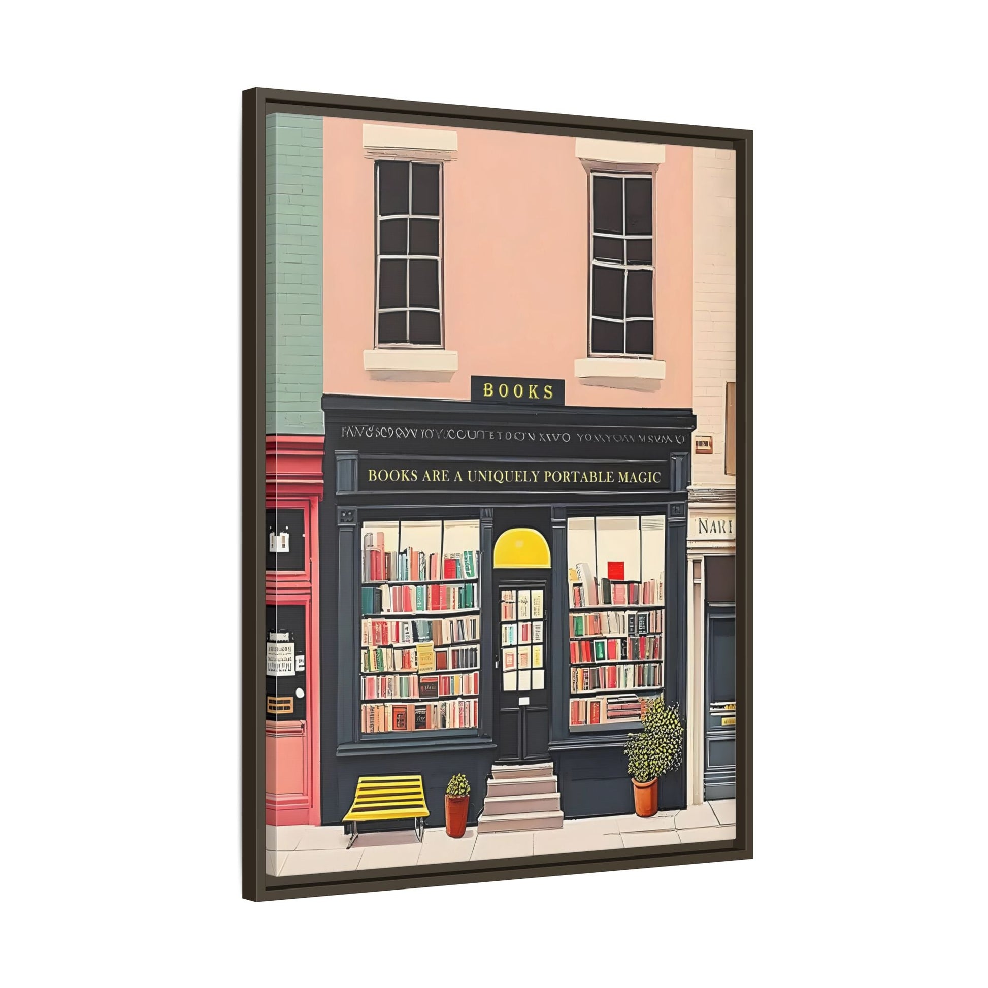 Framed Bookstore Canvas Art - Bookshop Reading Library Decor