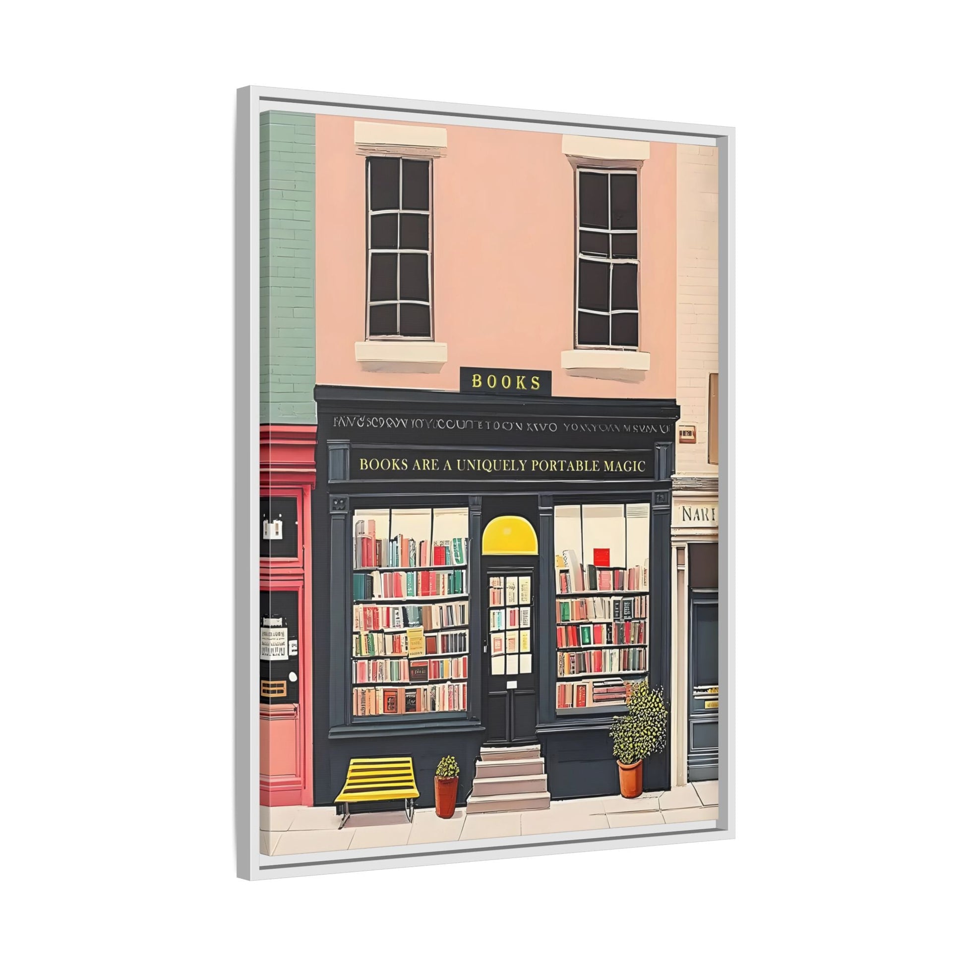 Framed Bookstore Canvas Art - Bookshop Reading Library Decor