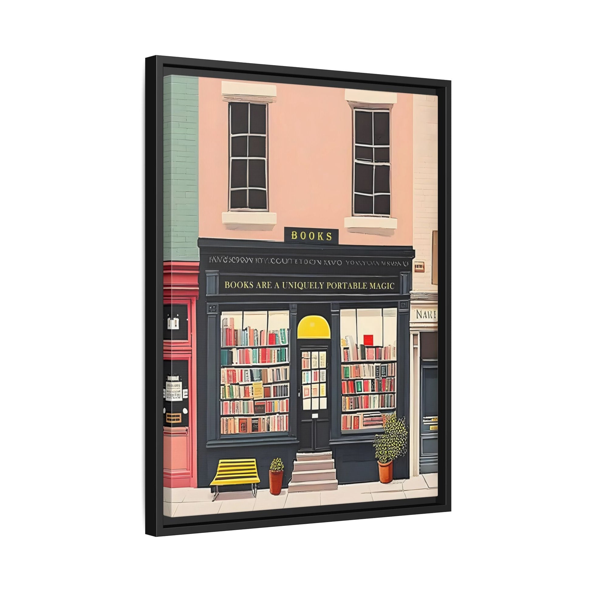 Framed Bookstore Canvas Art - Bookshop Reading Library Decor