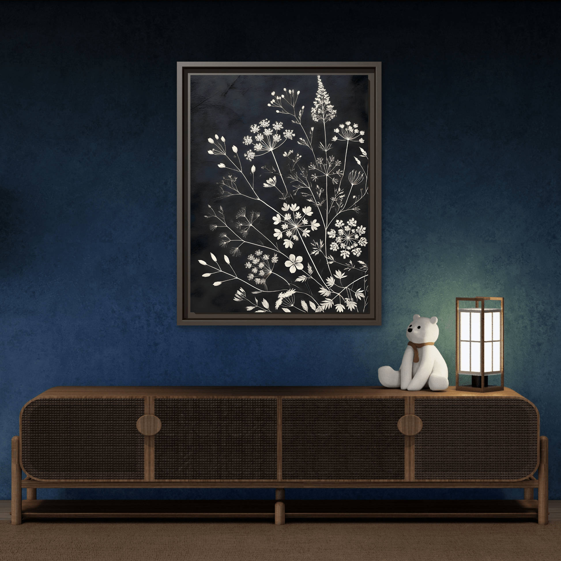 Framed Botanical Canvas Print - Elegant Floral Art for Home Decor