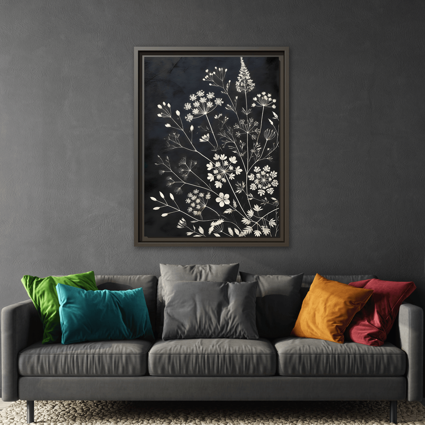 Framed Botanical Canvas Print - Elegant Floral Art for Home Decor
