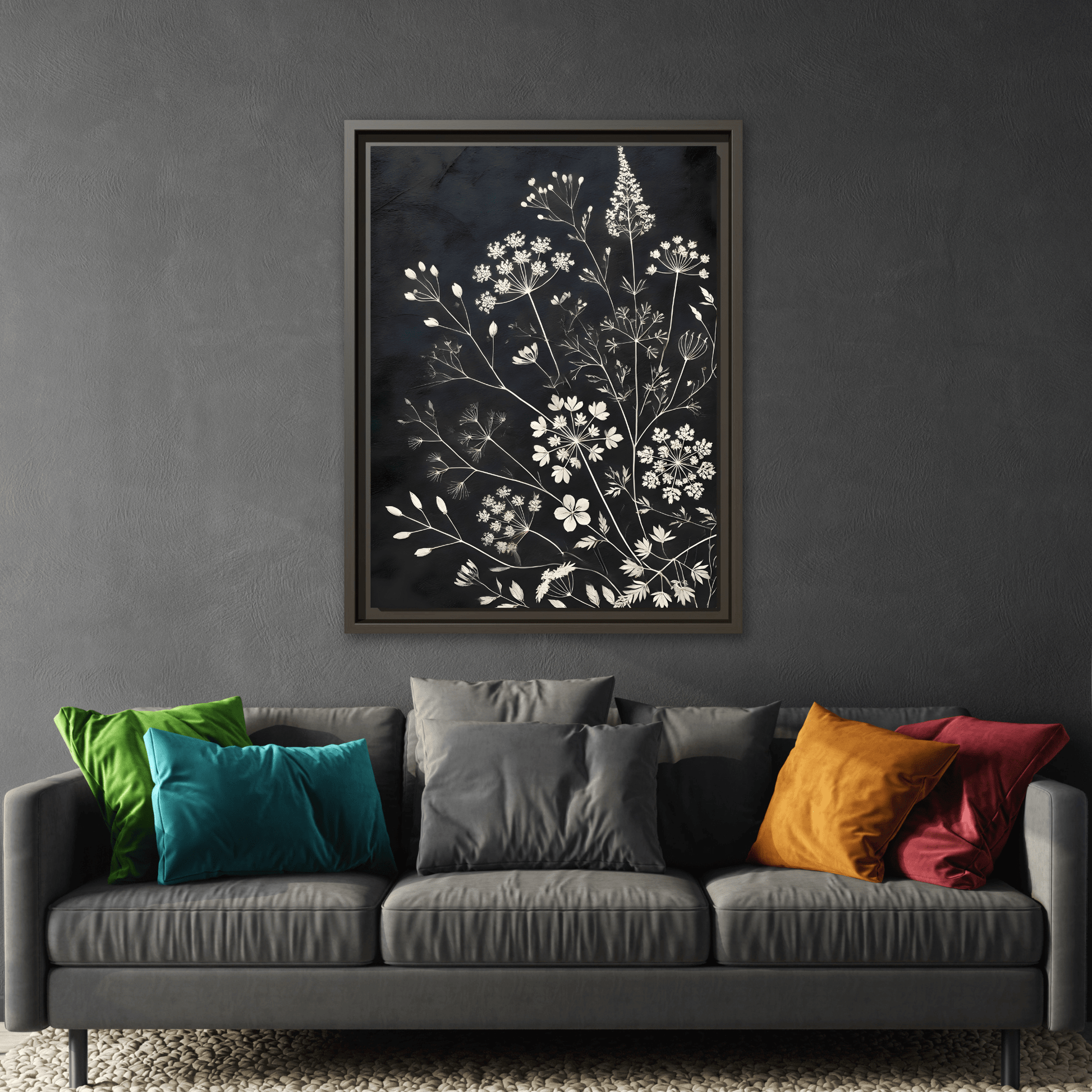 Framed Botanical Canvas Print - Elegant Floral Art for Home Decor