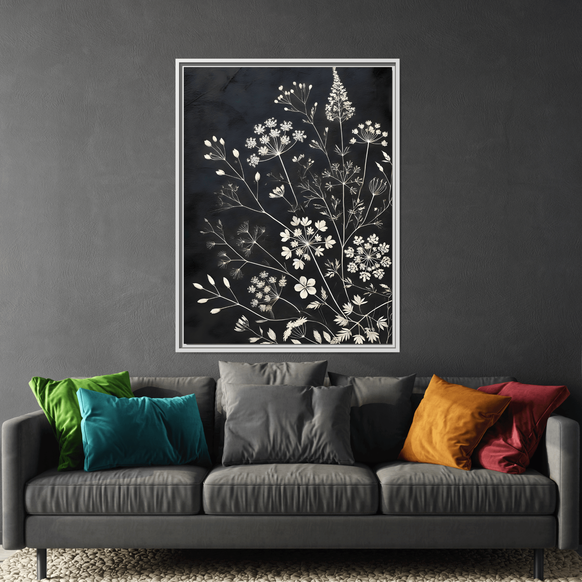 Framed Botanical Canvas Print - Elegant Floral Art for Home Decor