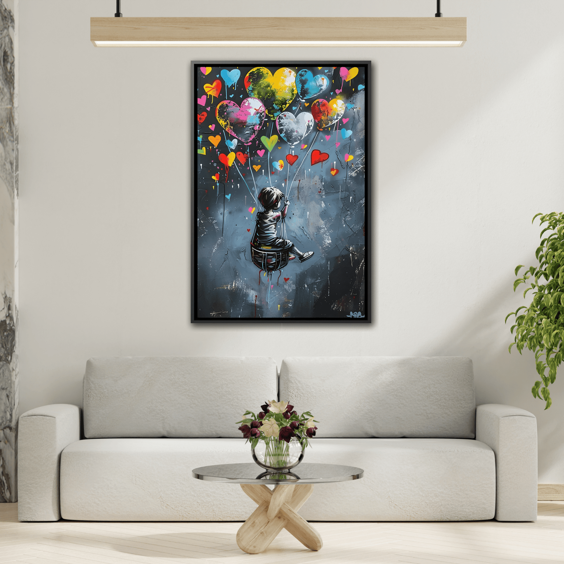 Framed Child Balloon Framed Banksy Canvas Large Wall Art Print