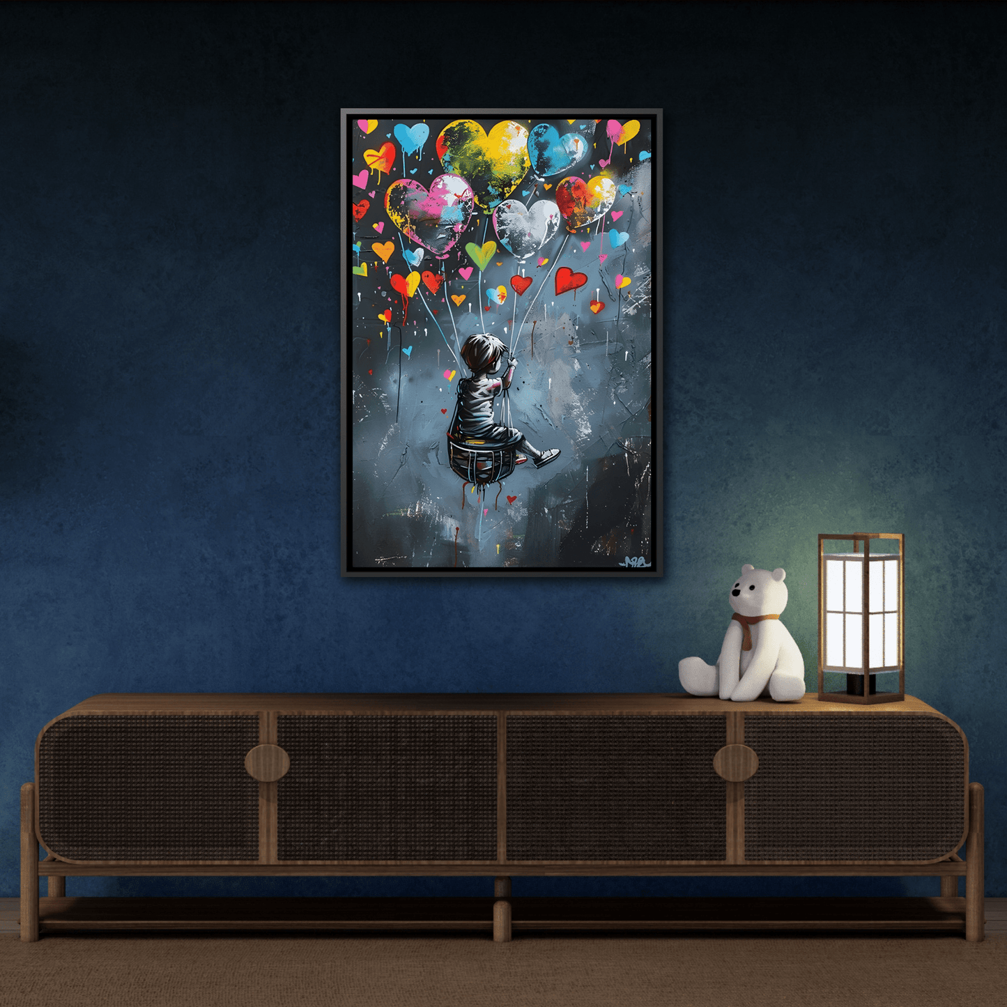 Framed Child Balloon Framed Banksy Canvas Large Wall Art Print