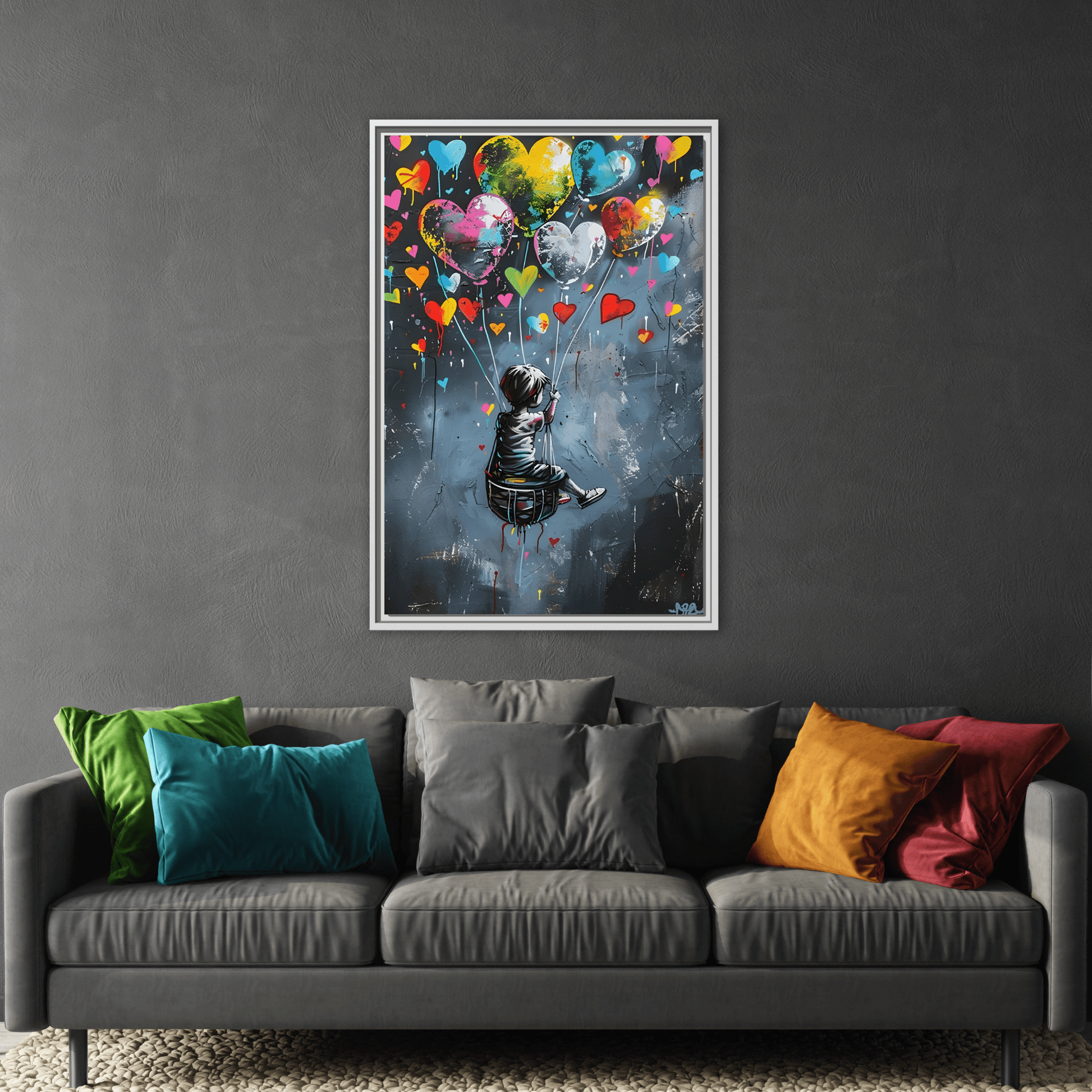 Framed Child Balloon Framed Banksy Canvas Large Wall Art Print