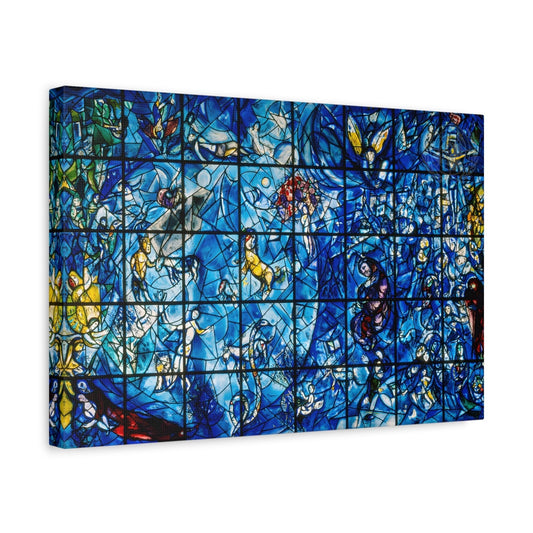 Framed Colorful Canvas Wall Art Print Reproduction - Marc Chagall Blue Window