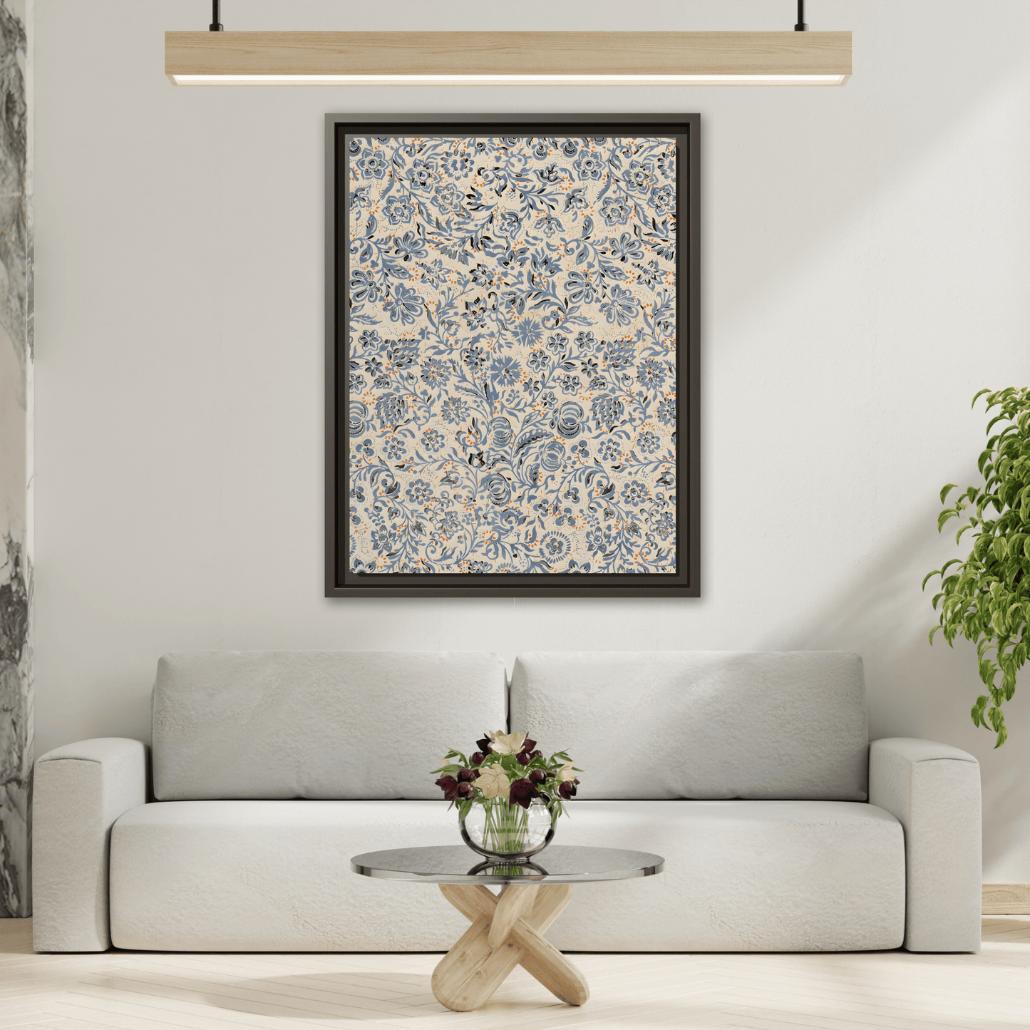 Framed Floral Canvas Art - Modern Botanical Wall Decor