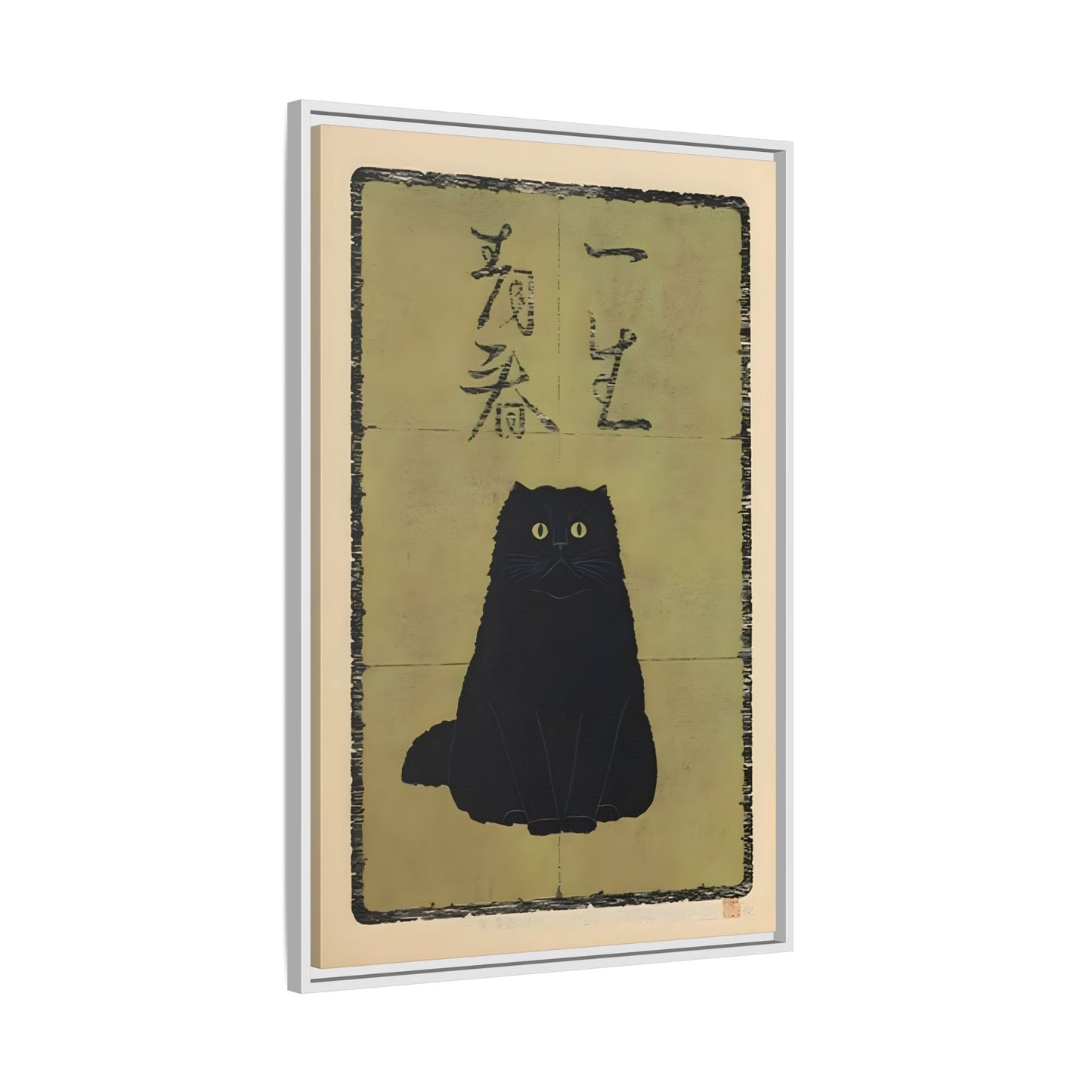 Framed Japanese Cat Canvas Prints, Animal Oriental Wall Art Decor