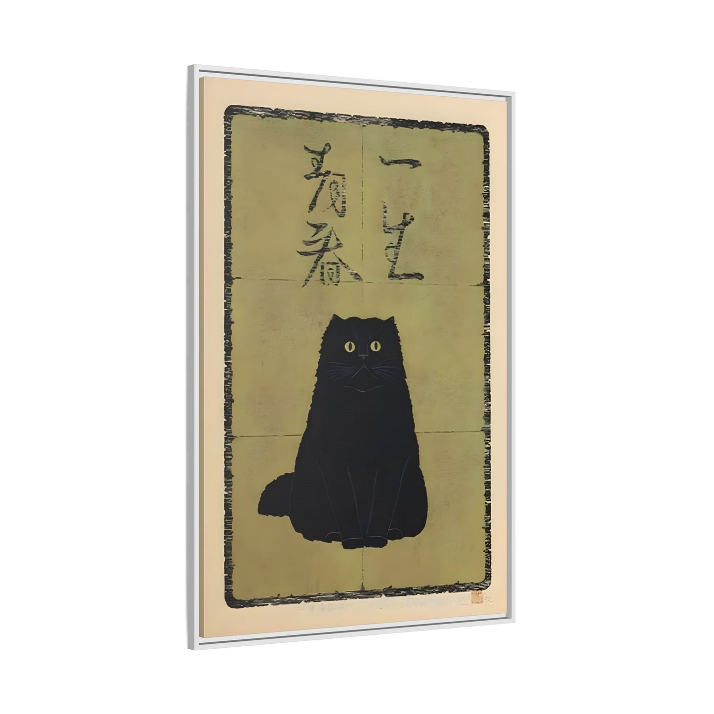 Framed Japanese Cat Canvas Prints, Animal Oriental Wall Art Decor