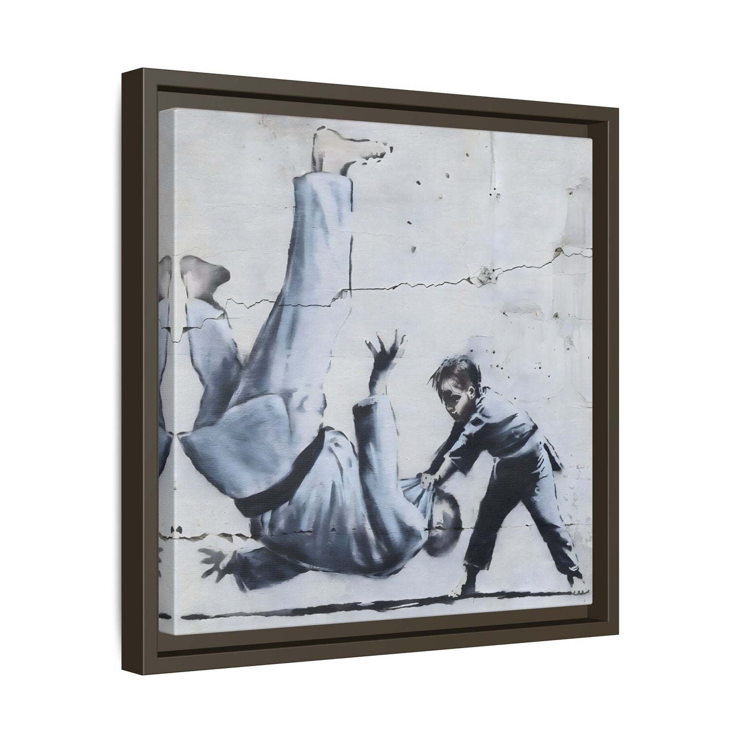 Framed Judoka Banksy Wall Art Canvas Street Graffiti Decor Prints
