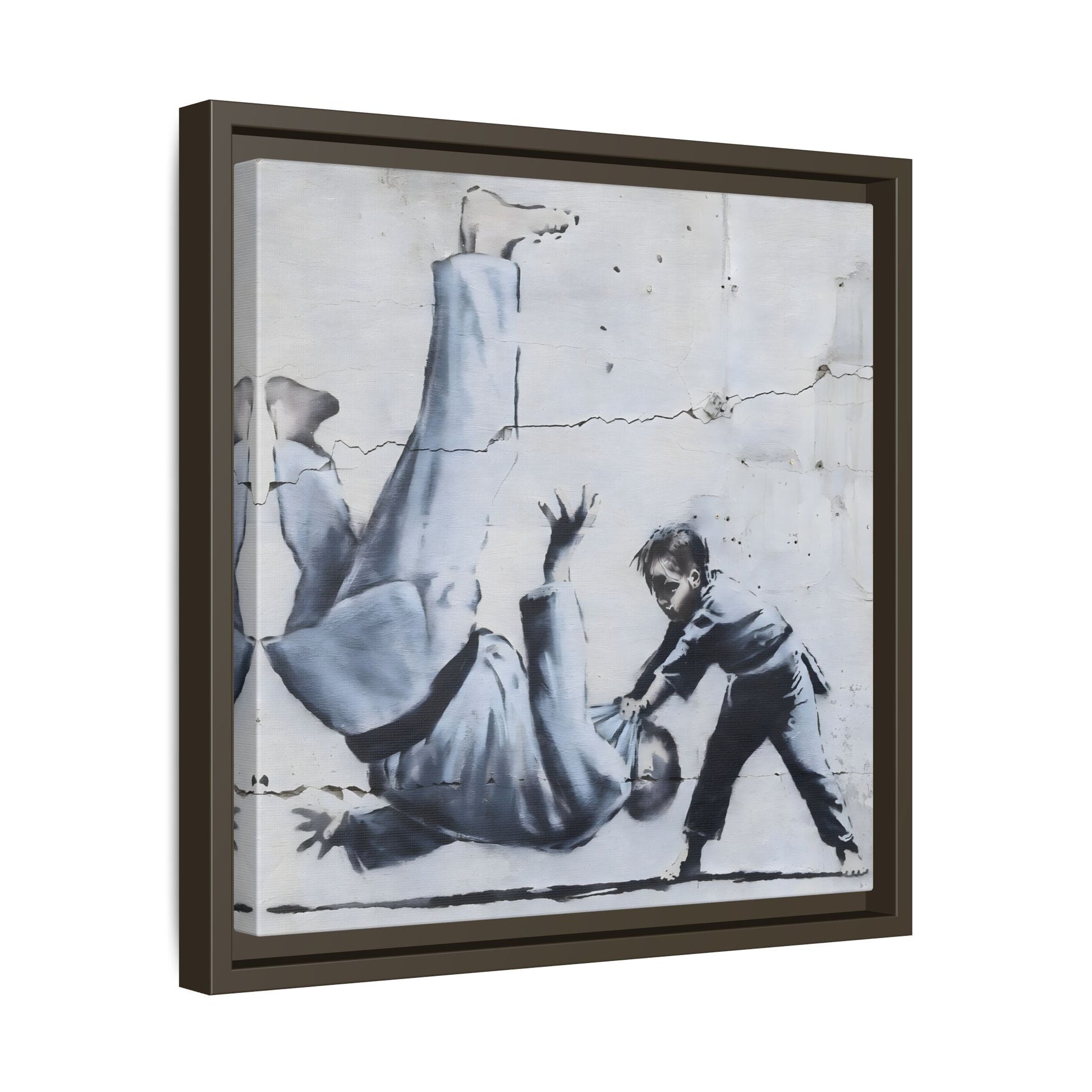 Framed Judoka Banksy Wall Art Canvas Street Graffiti Decor Prints